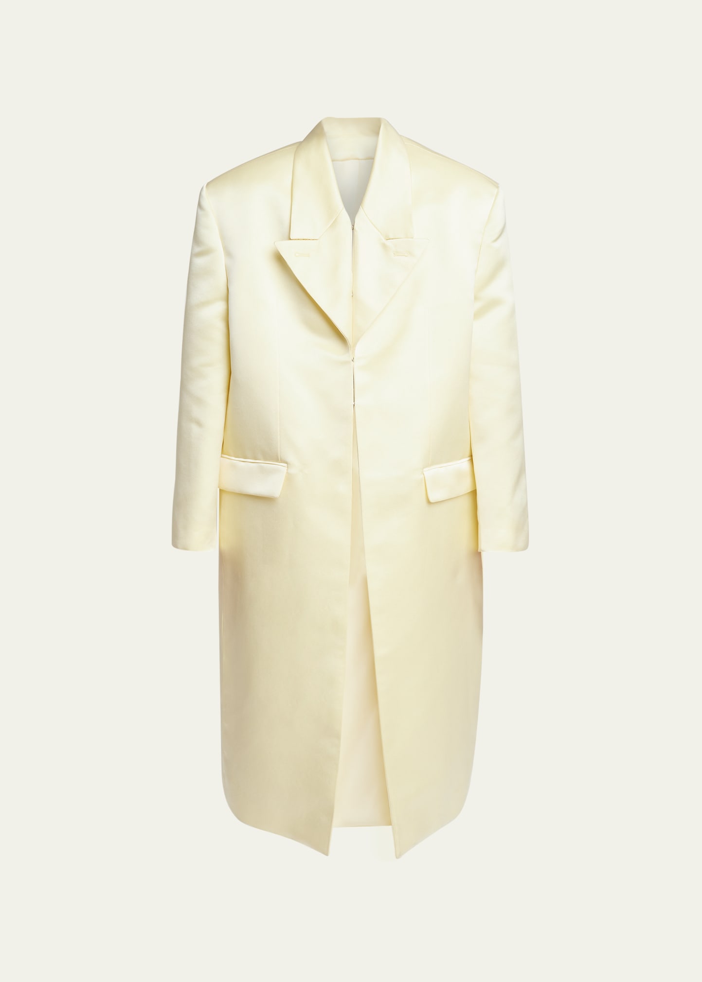 Shop Givenchy Duchesse Satin Peak Lapel Coat In Butter