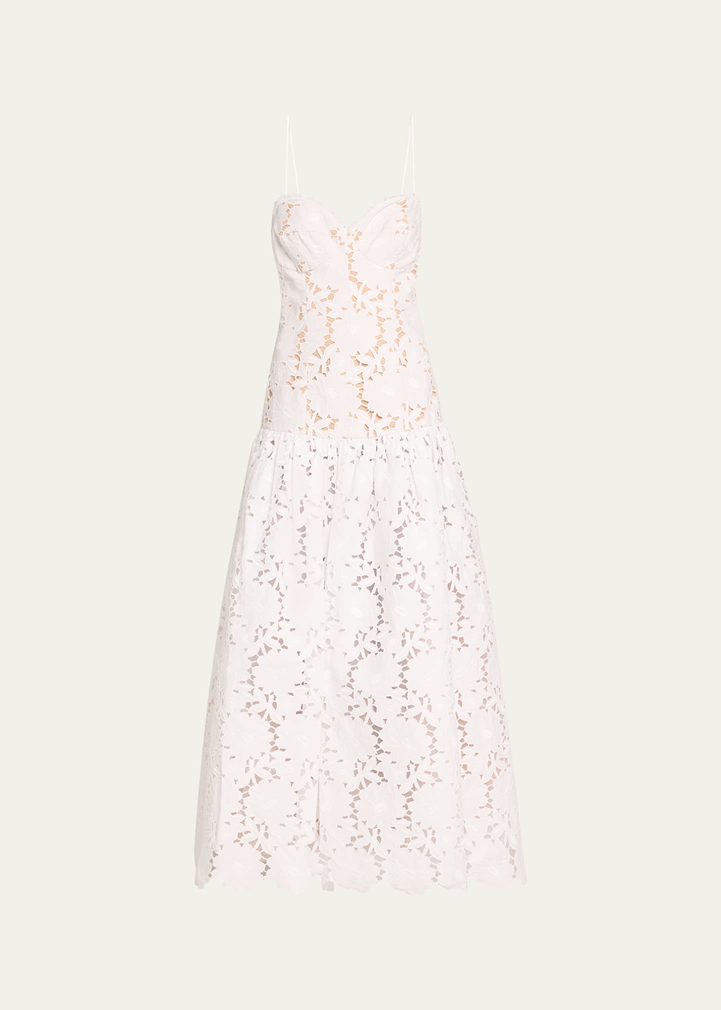 Shop Silvia Tcherassi Margie Floral Guipure Lace Strapless Dress In White
