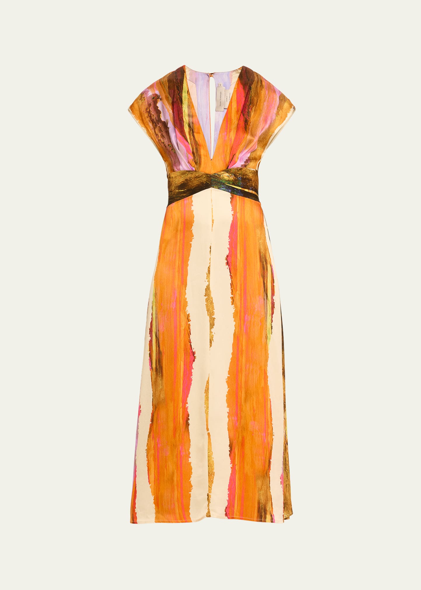 Shop Silvia Tcherassi Ivanova Abstract Striped Midi Dress In Orange Orchid Abs