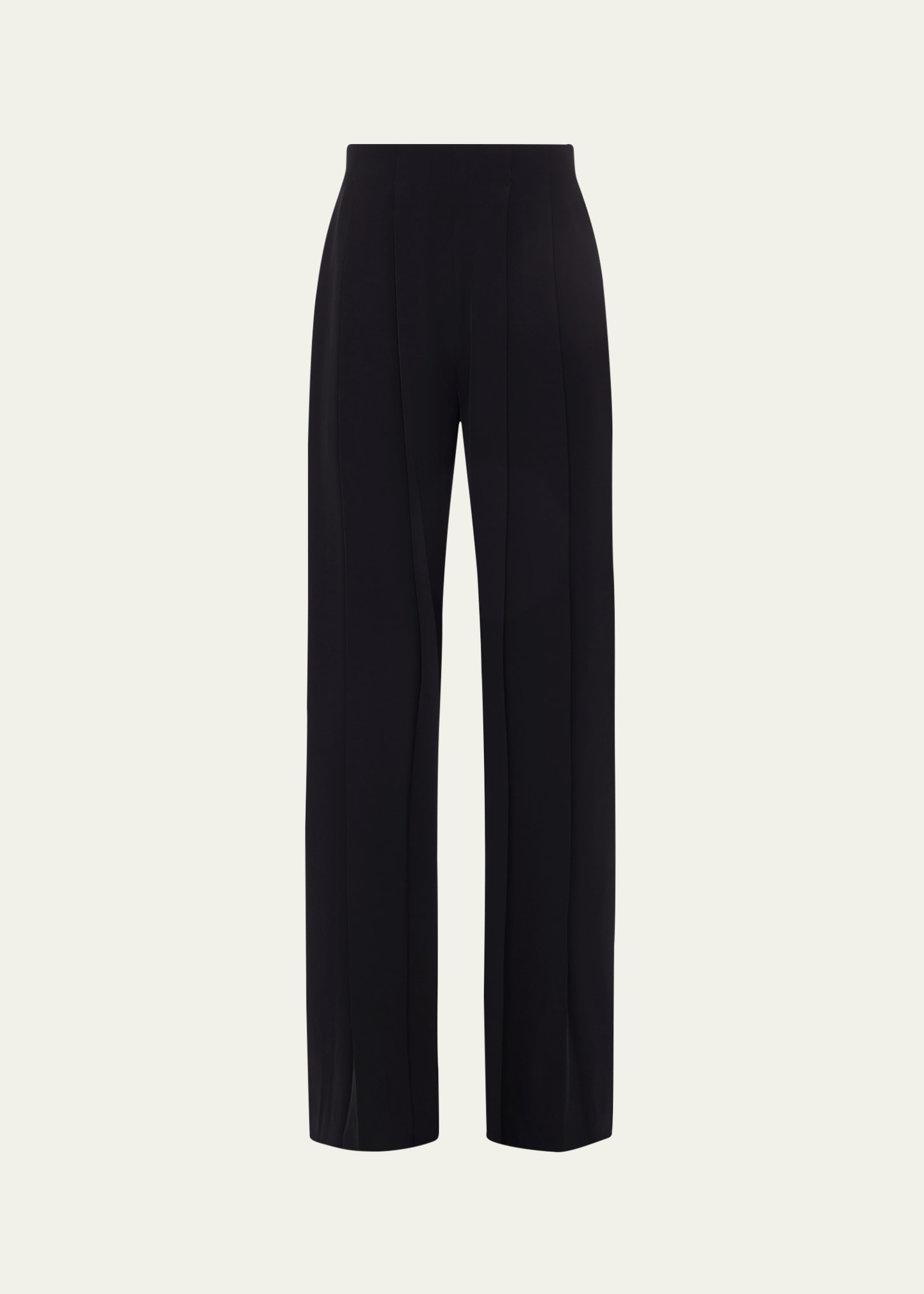 Shop L Agence Nova Mid-rise Wide-leg Pleated Pants In Black