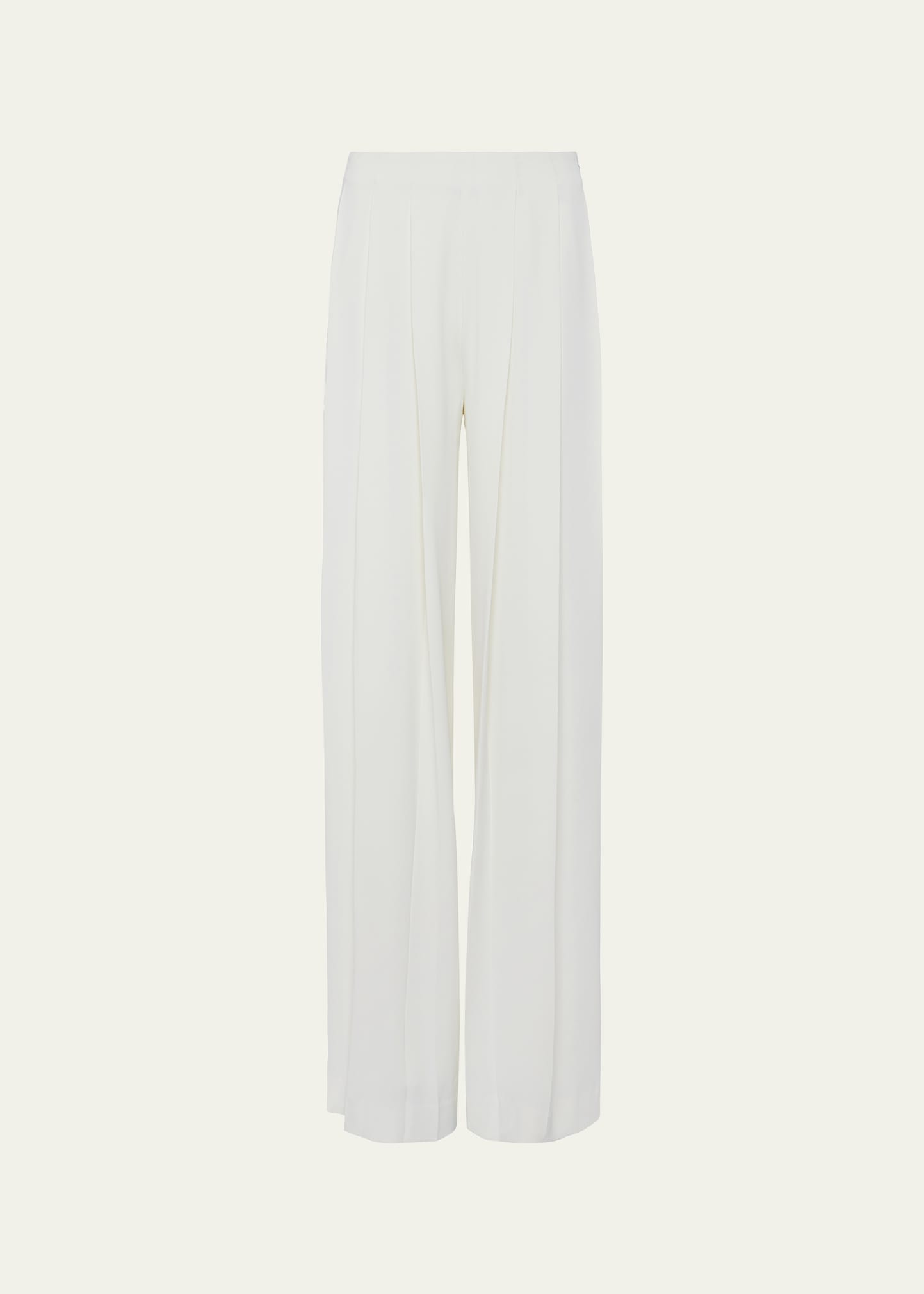 Shop L Agence Nova Mid-rise Wide-leg Pleated Pants In Ivory