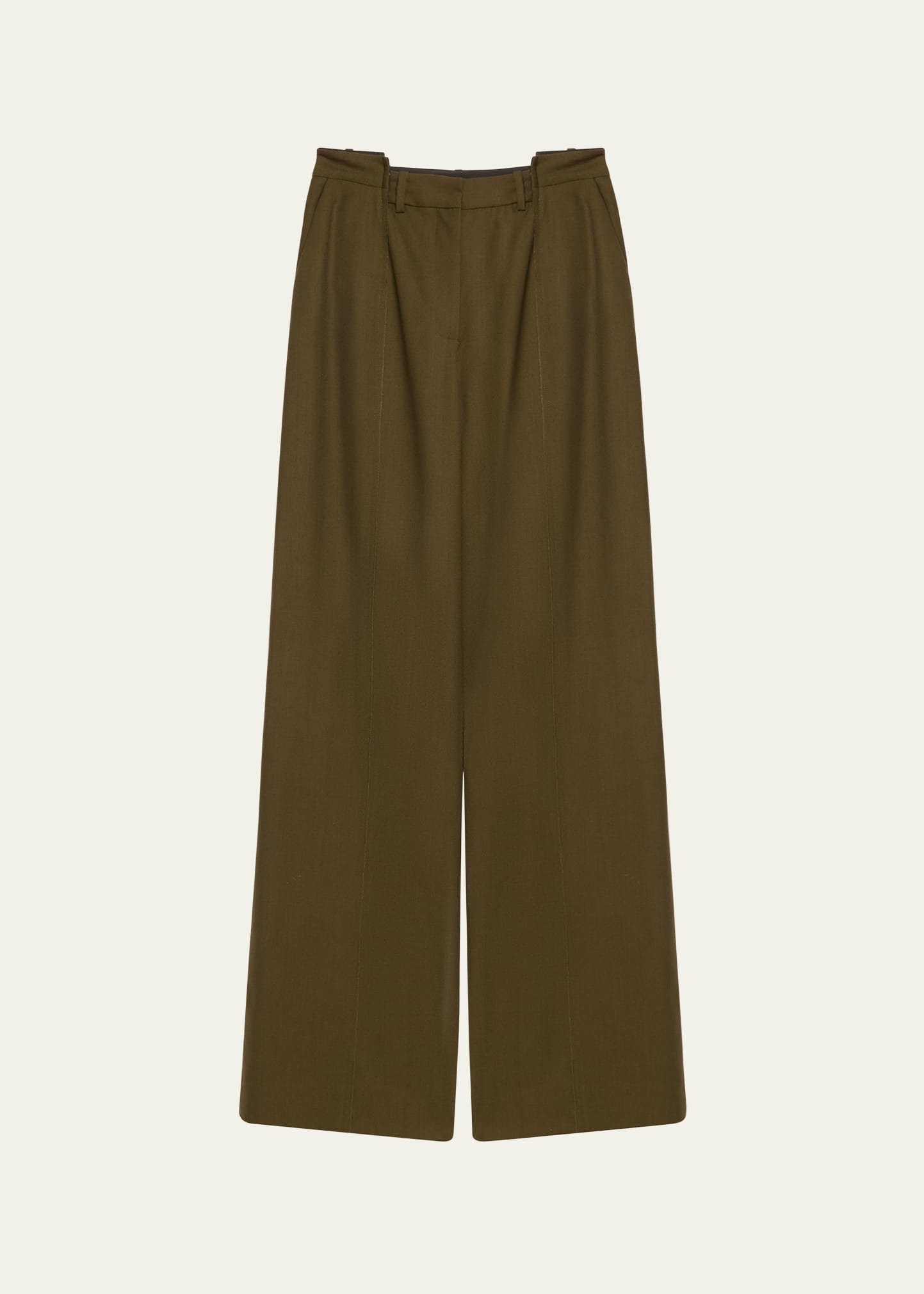 Jason Wu Collection Stepped Waistband Straight-leg Pants In Deep Olive