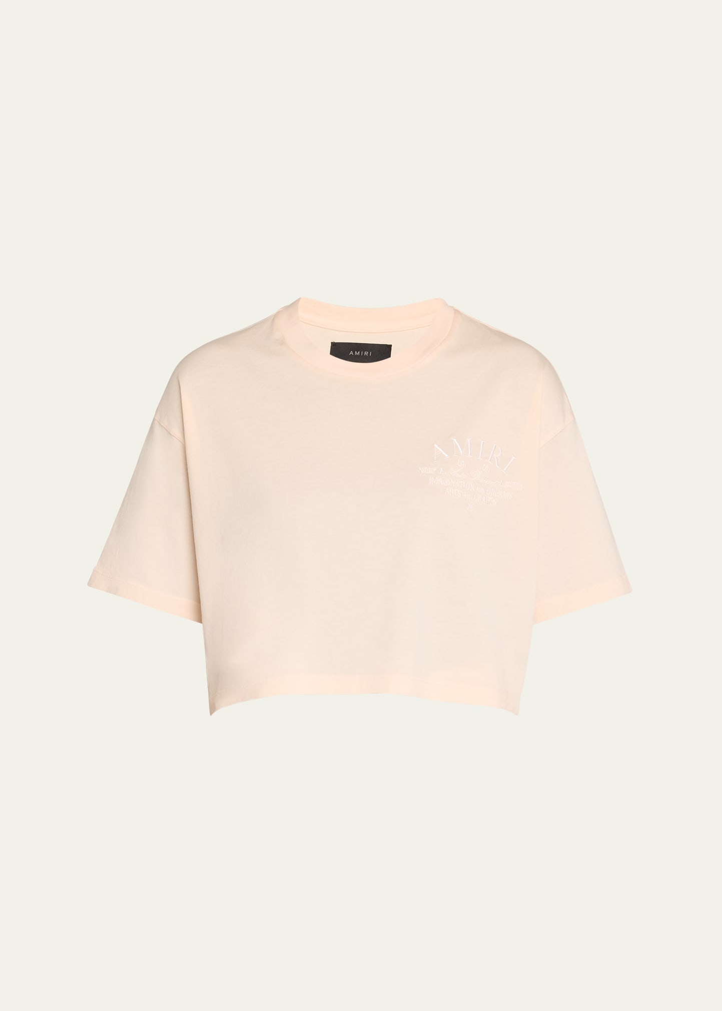 Amiri Logo-embroidered Cropped T-shirt In Cork