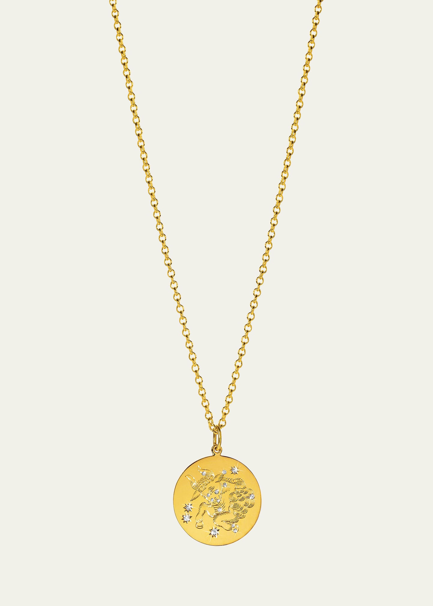 18K Yellow Gold Taurus Zodiac Pendant Necklace with Diamonds