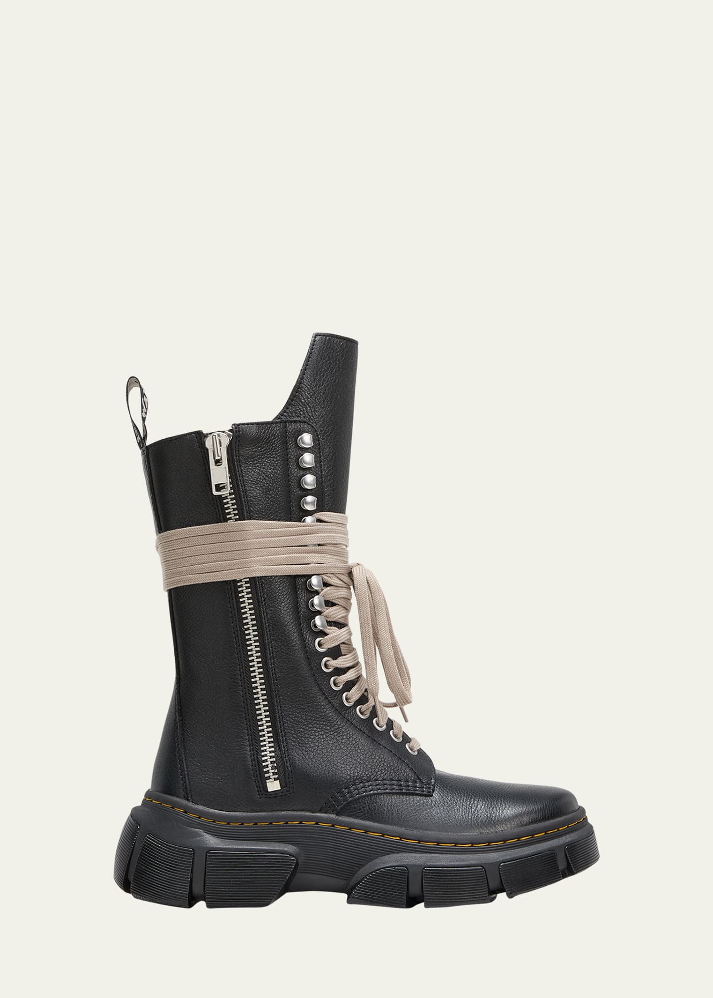 Shop Dr. Martens X Rick Owens X Dr. Martens Leather Jumbo Lace Mid Combat Boots In Black
