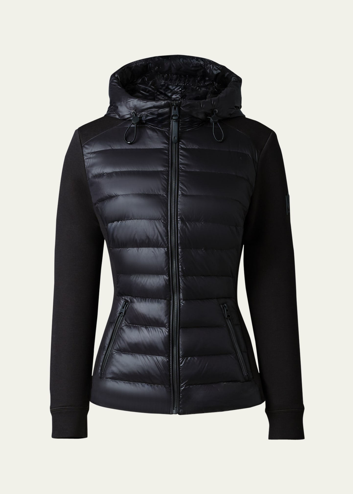 Mackage Della-r Hooded Cotton-blend Jersey And Quilted Padded Recycled-shell Jacket In Black