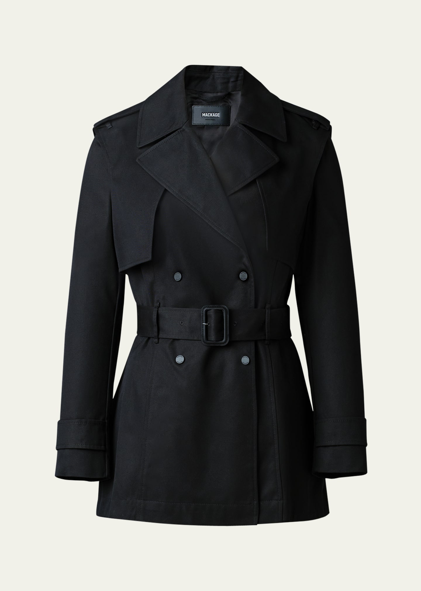 Mackage Adva Mid-length Belted Trench Coat In Black