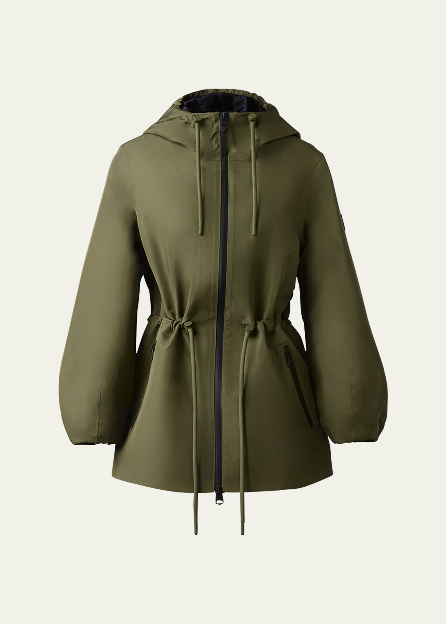 Shop Mackage Kalea Technical Seam-sealed Water-resistant Rain Jacket In Light Military-na