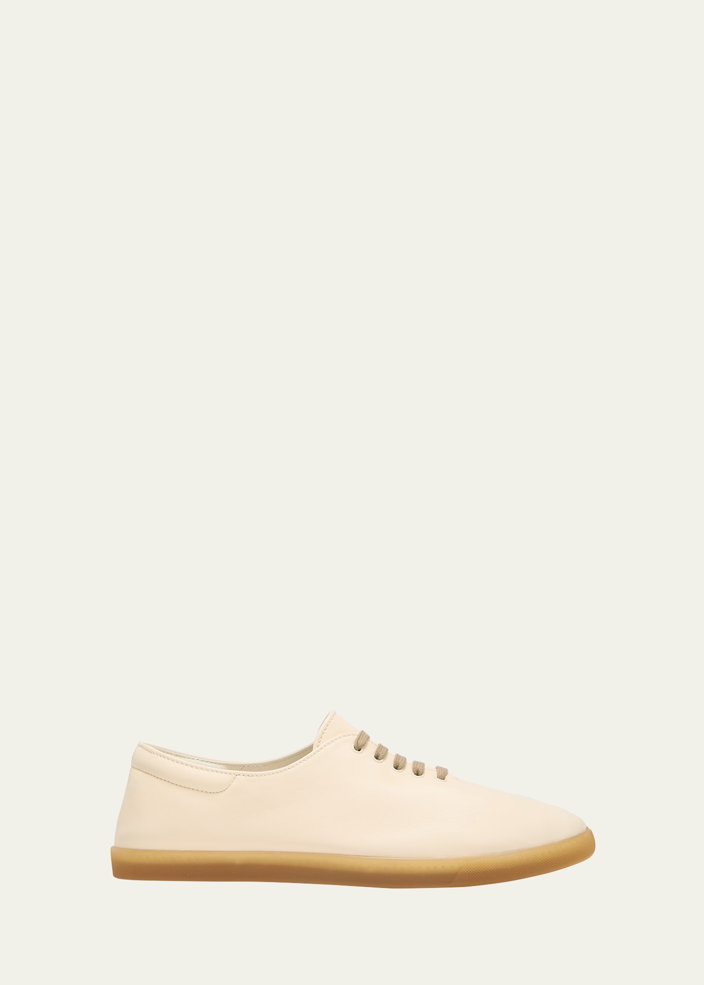 Shop The Row Sam Leather Tennis Sneakers In Cremehoney St