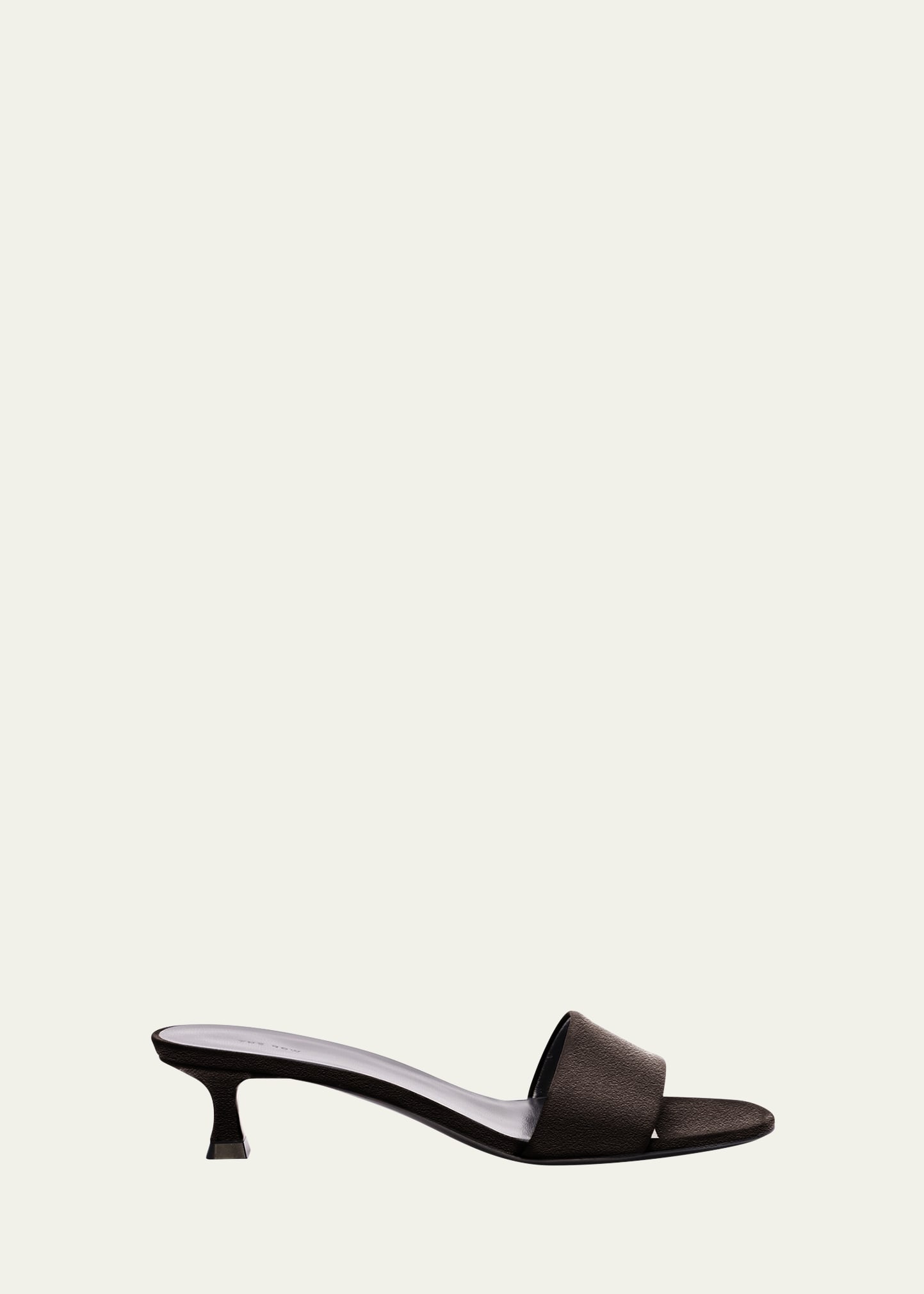 Shop The Row Leather Kitten-heel Slide Sandals In Black