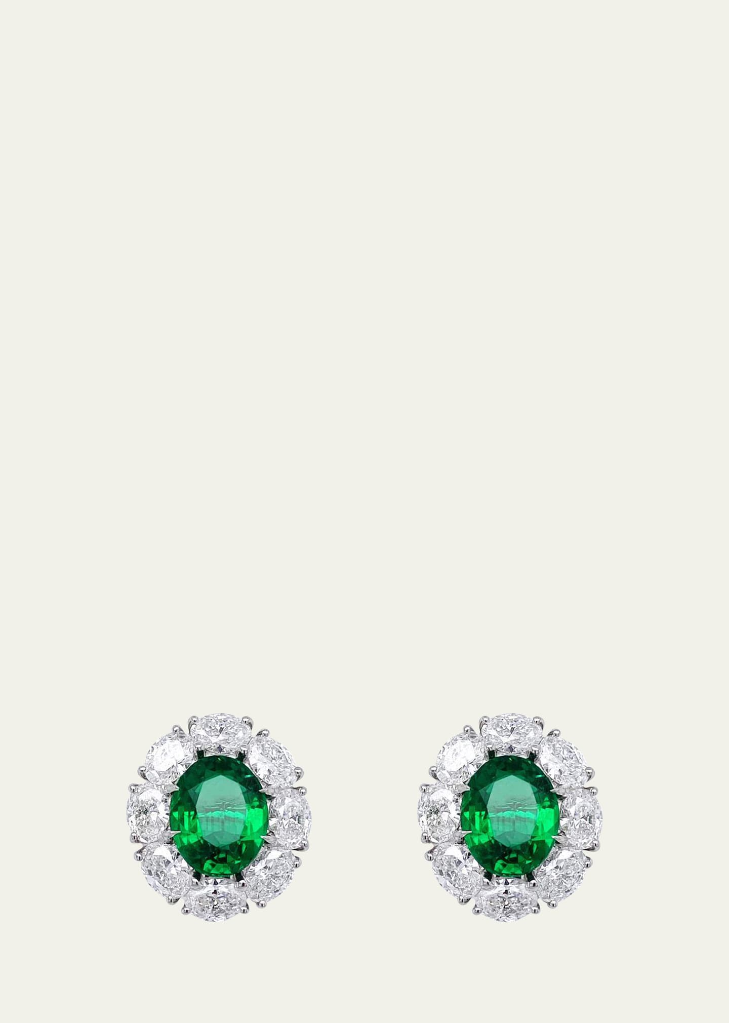 Platinum Zambian Emerald Stud Earrings with Diamonds
