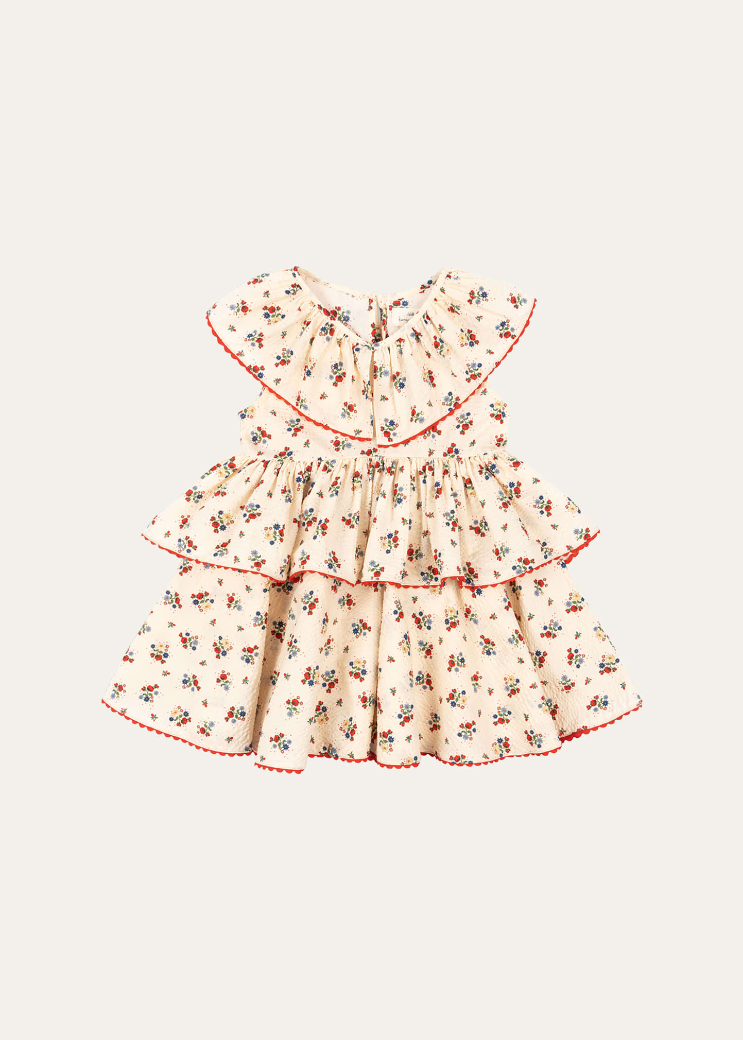 Girl's Bella Frill Floral-Print Dress, Size 12M-6