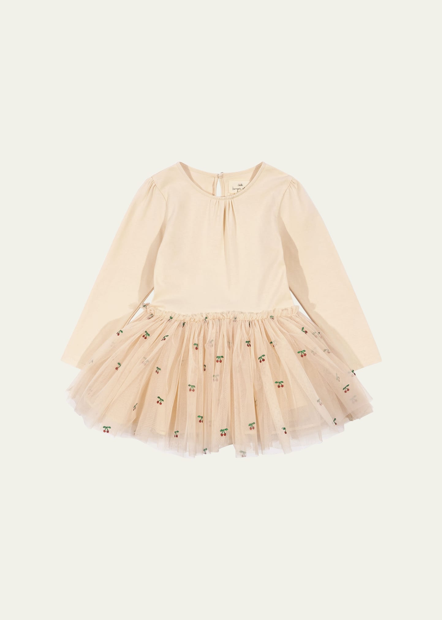 Girl's Feya Cherry-Print Ballerina Dress, Size 12M-4