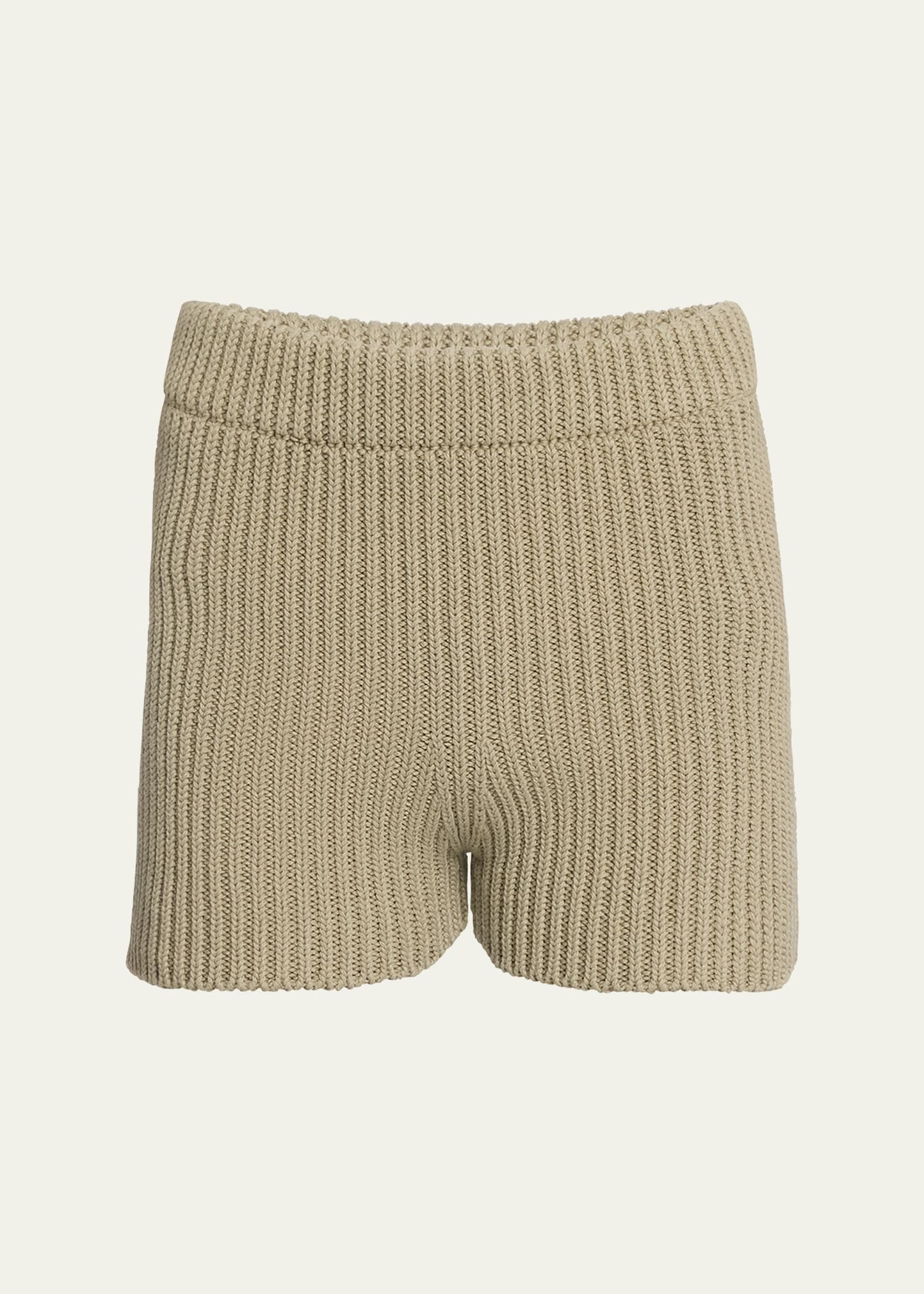 Shop Max Mara Knit Mini Shorts In Kaki