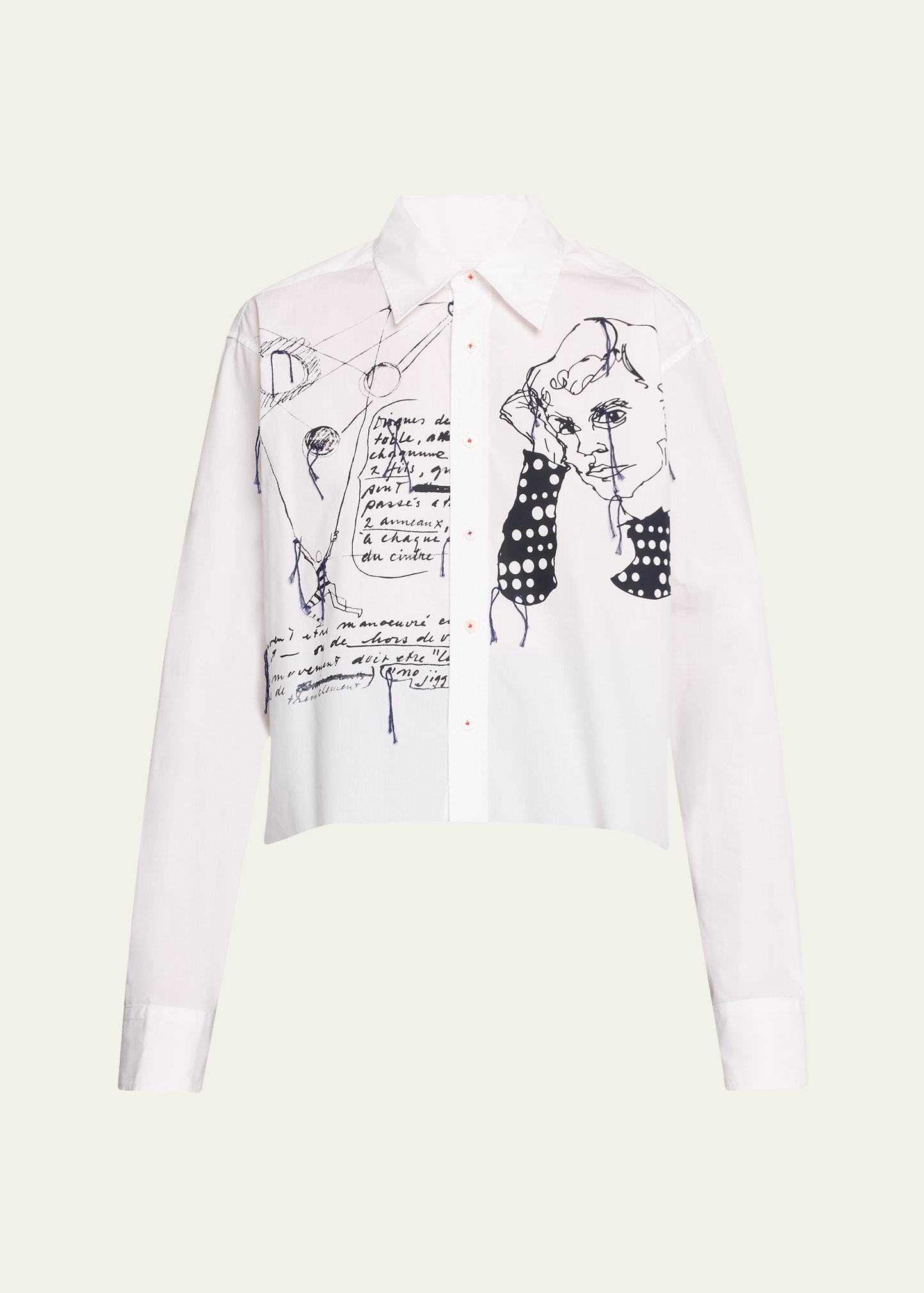 Libertine Sketchy Cropped Classic Shirt In Wht