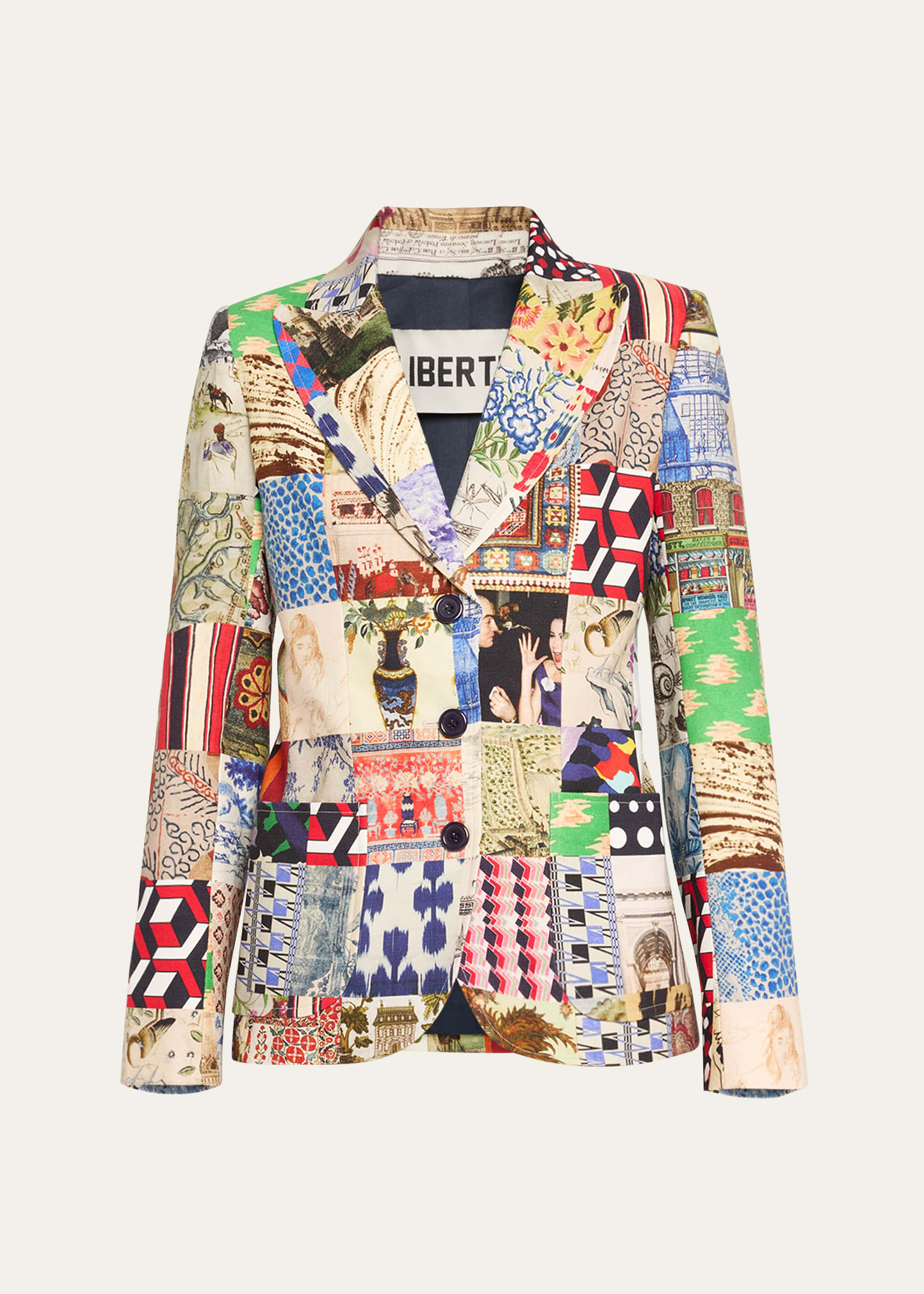 Shop Libertine Bloomsbury Collage Printed Blazer Jacket In Mul