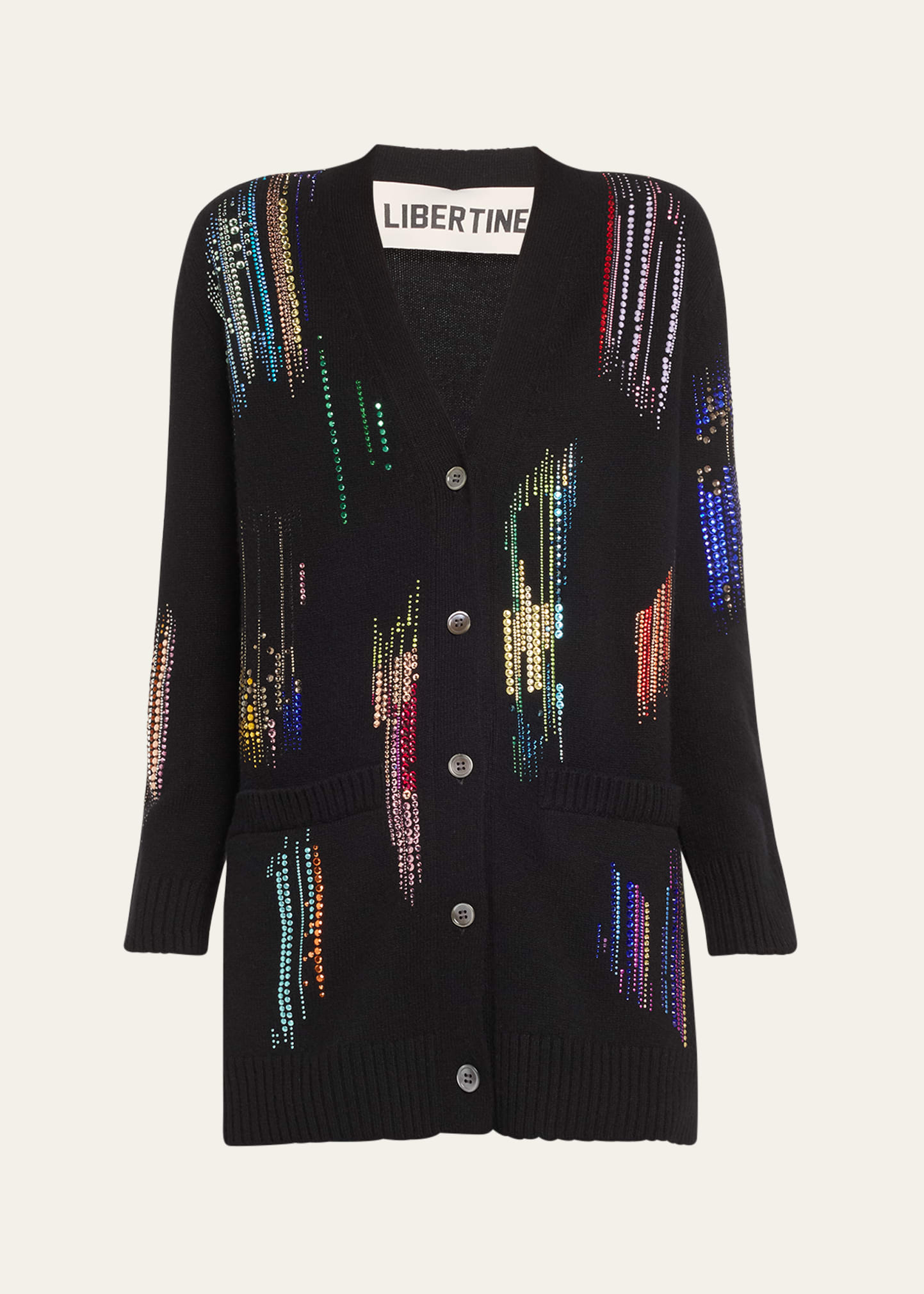 Shop Libertine Fwb Oversized Cardigan With Crystal Detail In Black