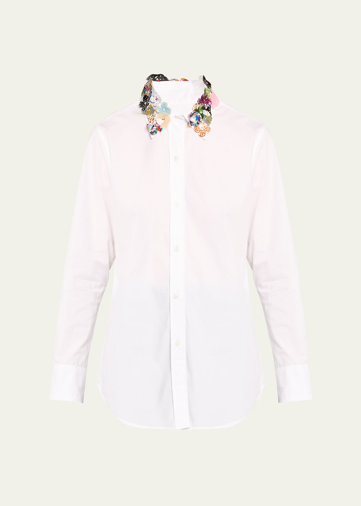 Shop Libertine Button Town Embellished-collar New Classic Shirt In Wht