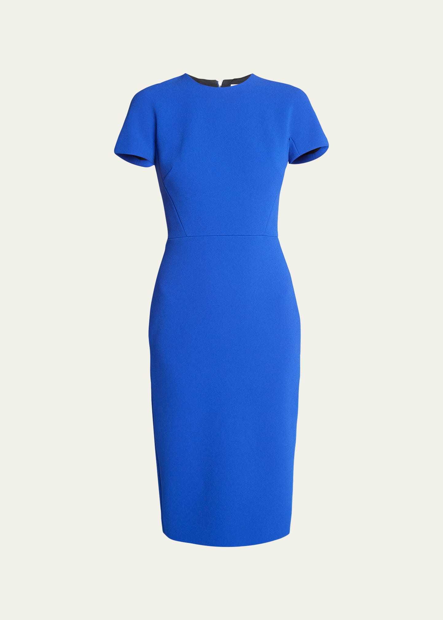 Shop Victoria Beckham Classic Sheath Midi Dress In Palace Blue
