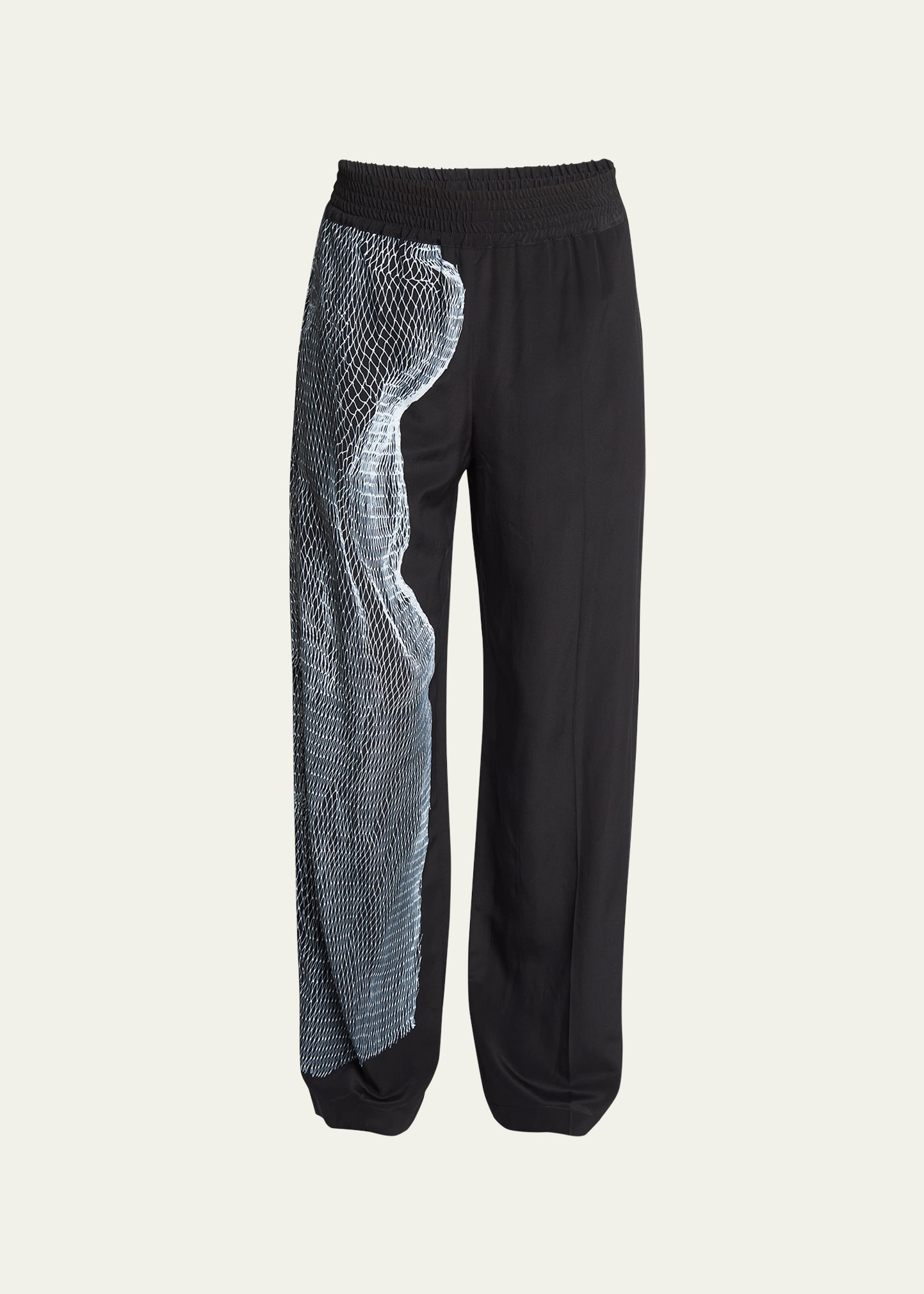 Victoria Beckham Net-print Silk Pajama Trousers In Black/white
