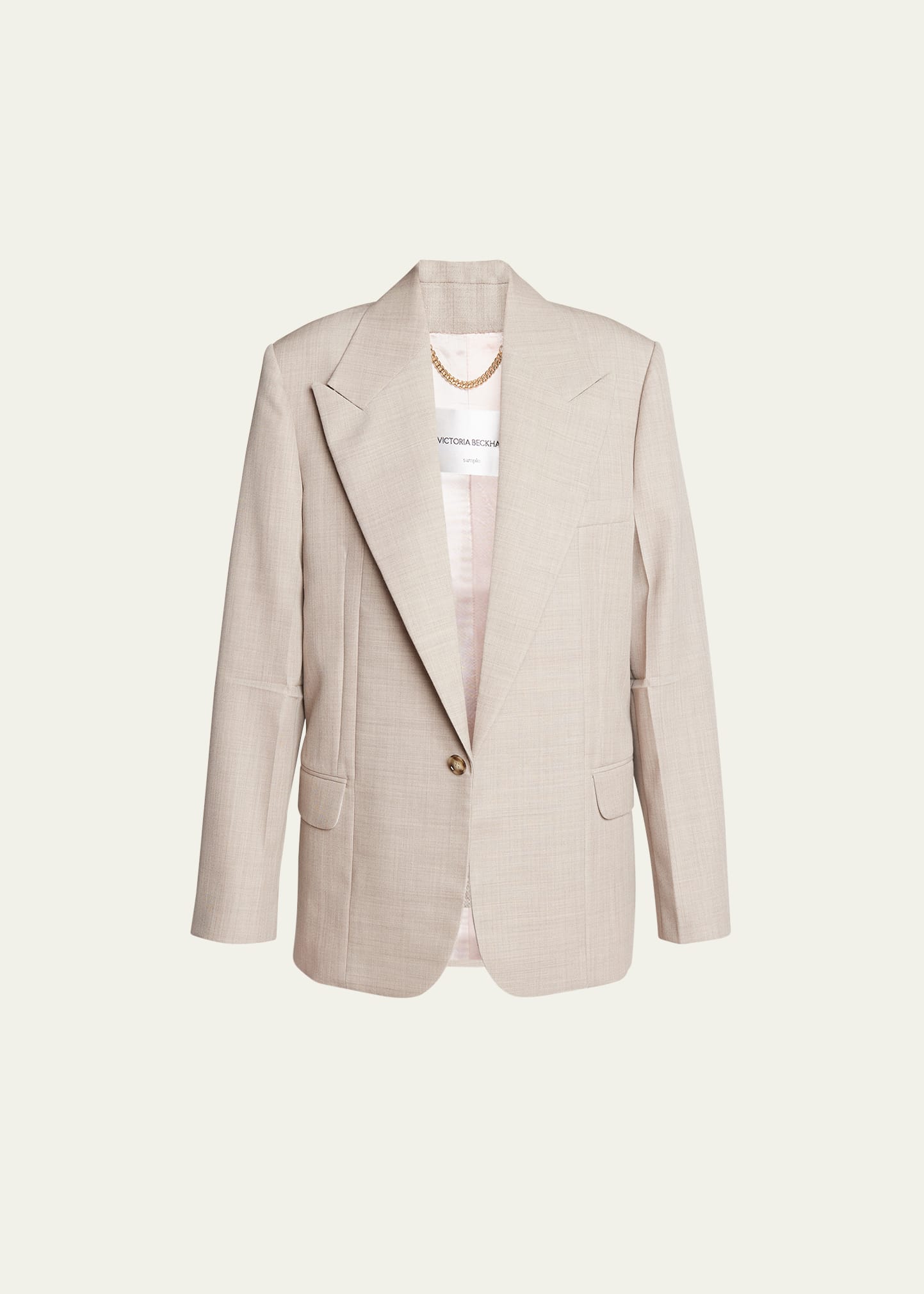 Victoria Beckham Darted-sleeve Tailored Wool Jacket In Sesame
