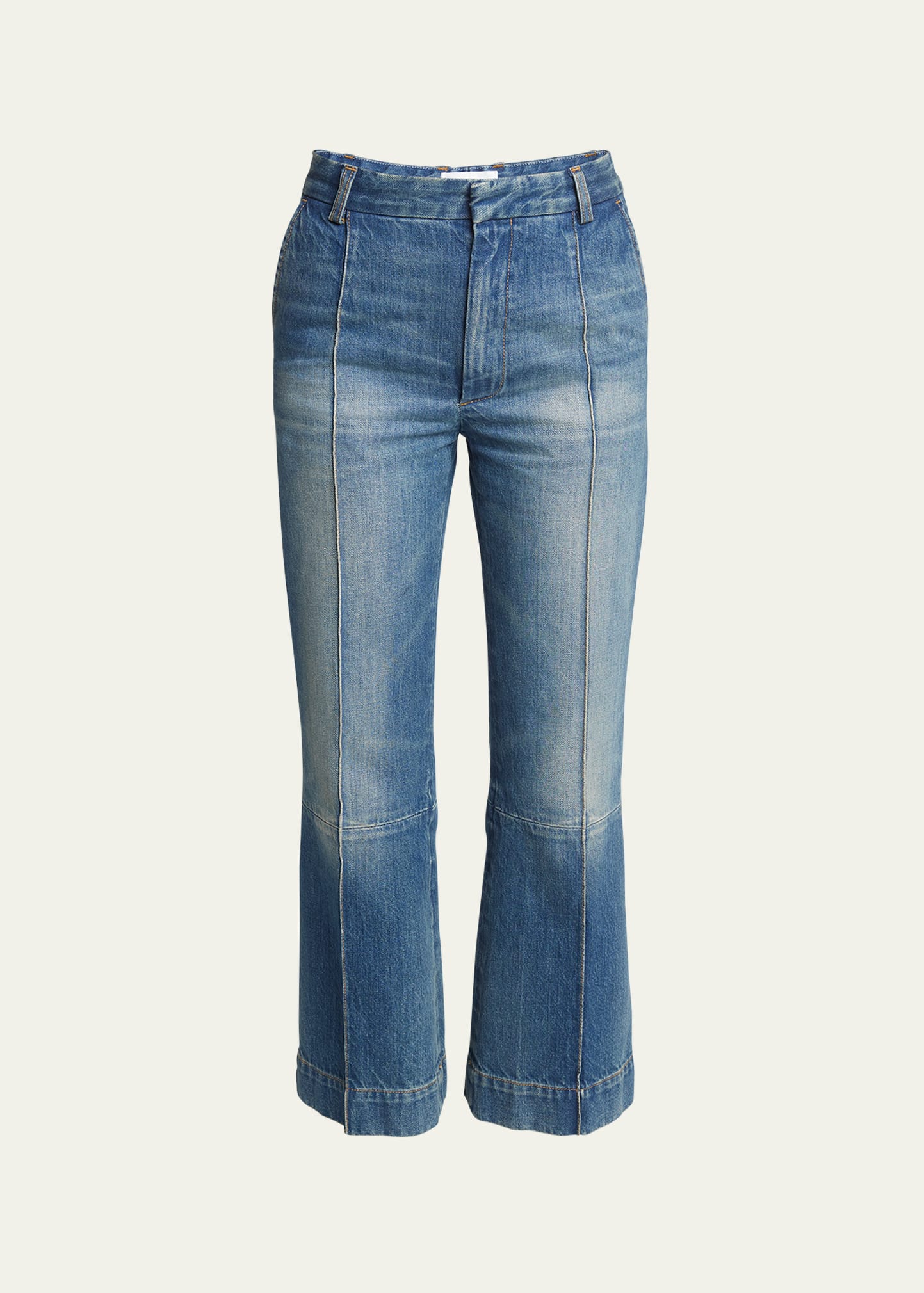 Victoria Beckham Cropped Kick Flare Jeans In Indigrey Wash