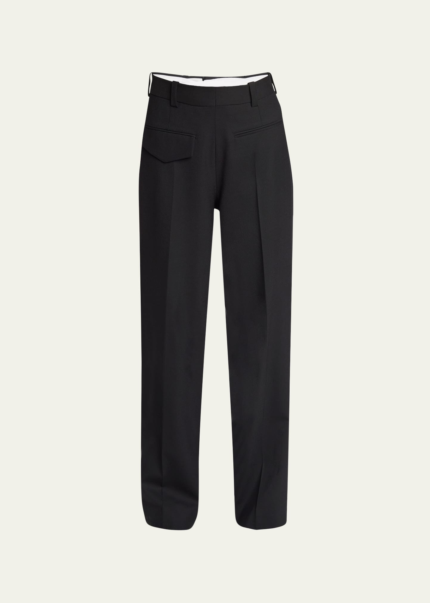 Reverse Front Pintuck Wool Trousers