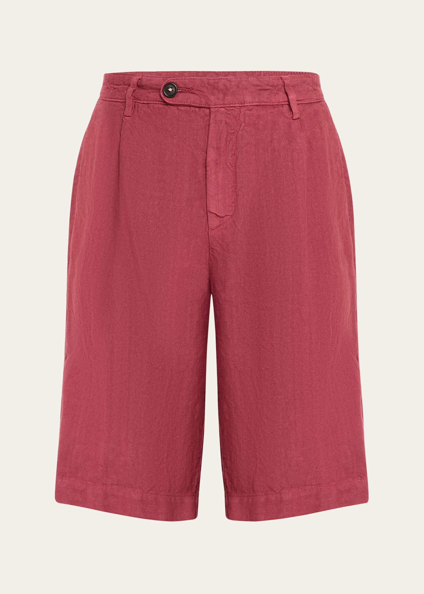 Massimo Alba Men's Linen Pleated Bermuda Shorts In Lampone