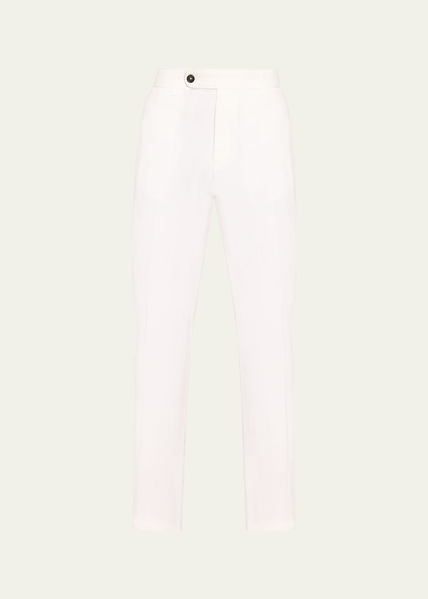 Shop Massimo Alba Men's Cotton-linen Flat-front Trousers In Bianco