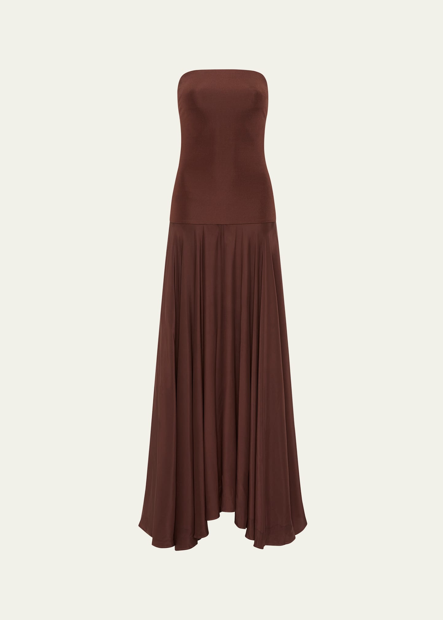 Shop Esse Studios Illi Strapless Drop-waist Maxi Dress In Java