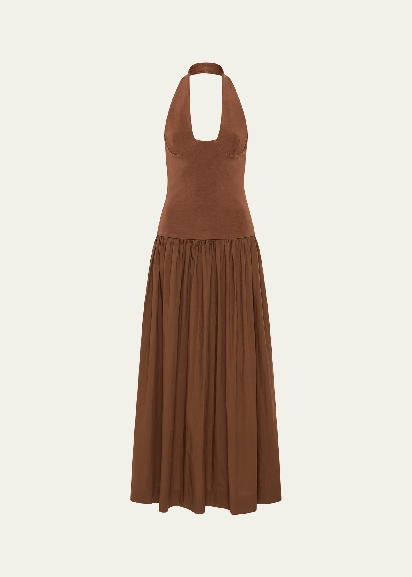 Esse Studios Halter Knit Maxi Dress In Cinnamon