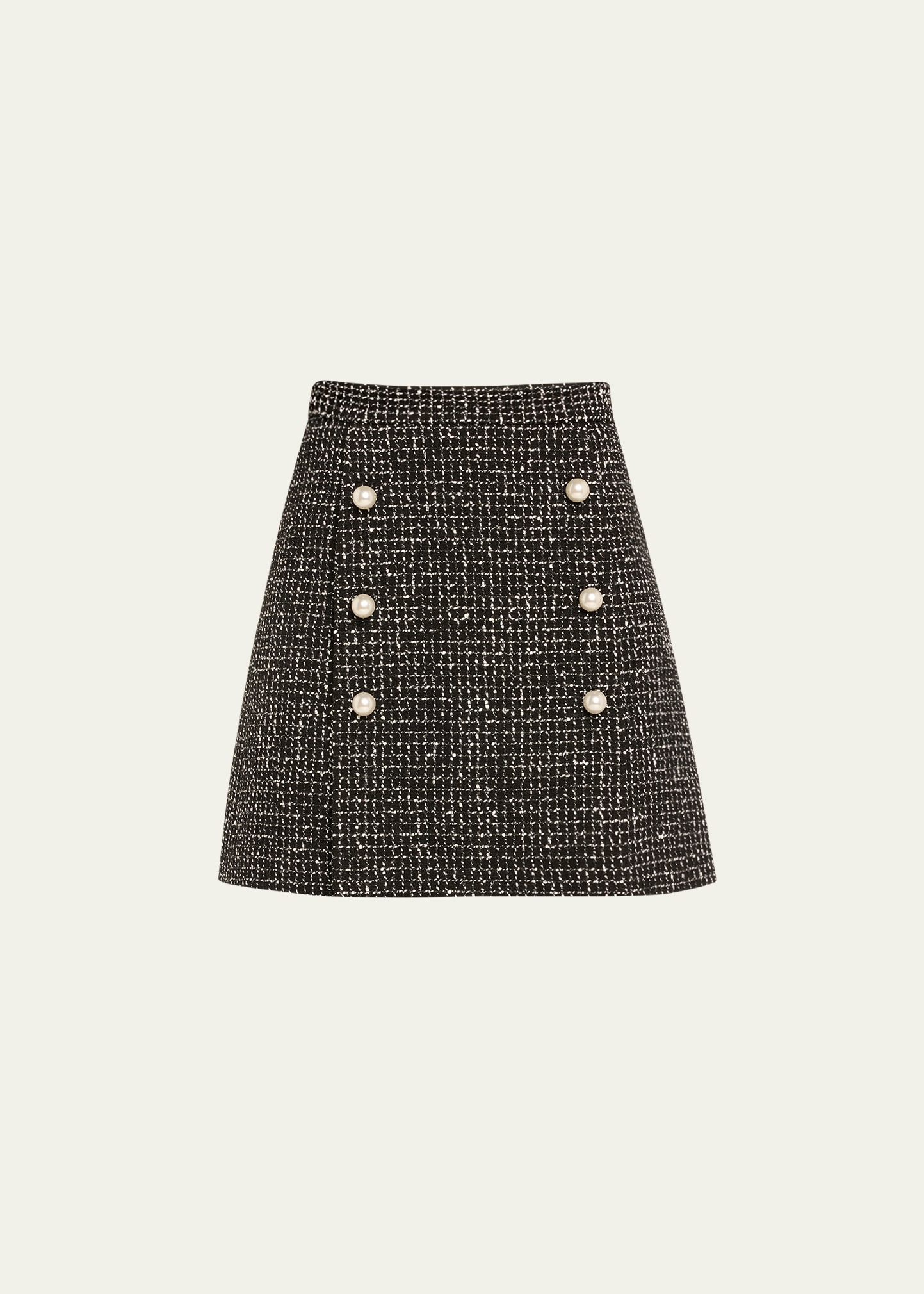 Shop Adam Lippes Corded Tweed Mini Skirt In Black/white