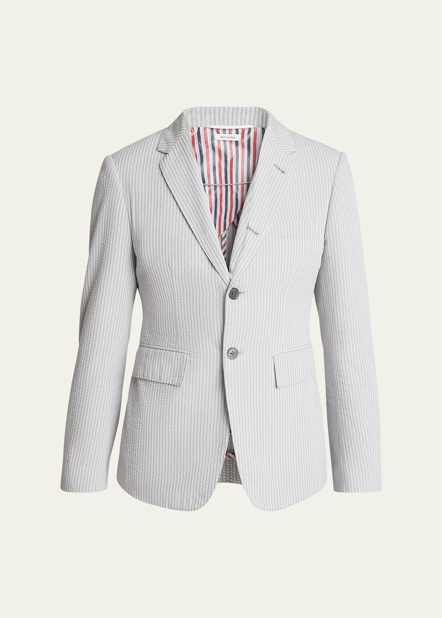 Thom Browne Men's Cotton Seersucker Classic Sport Coat In Gray