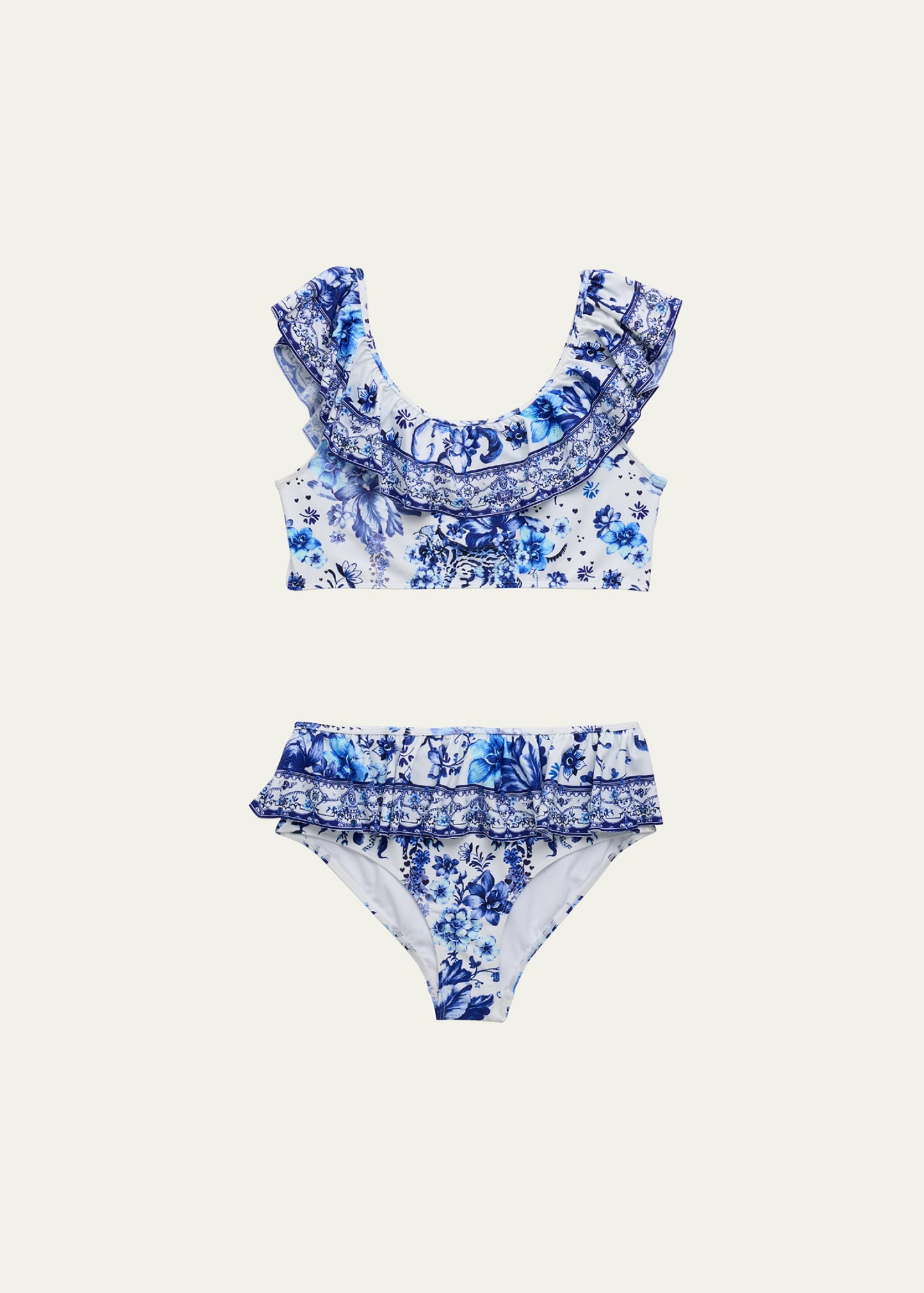Shop Camilla Girl's Frill Two-piece Swimsuit In Glaze And Graze