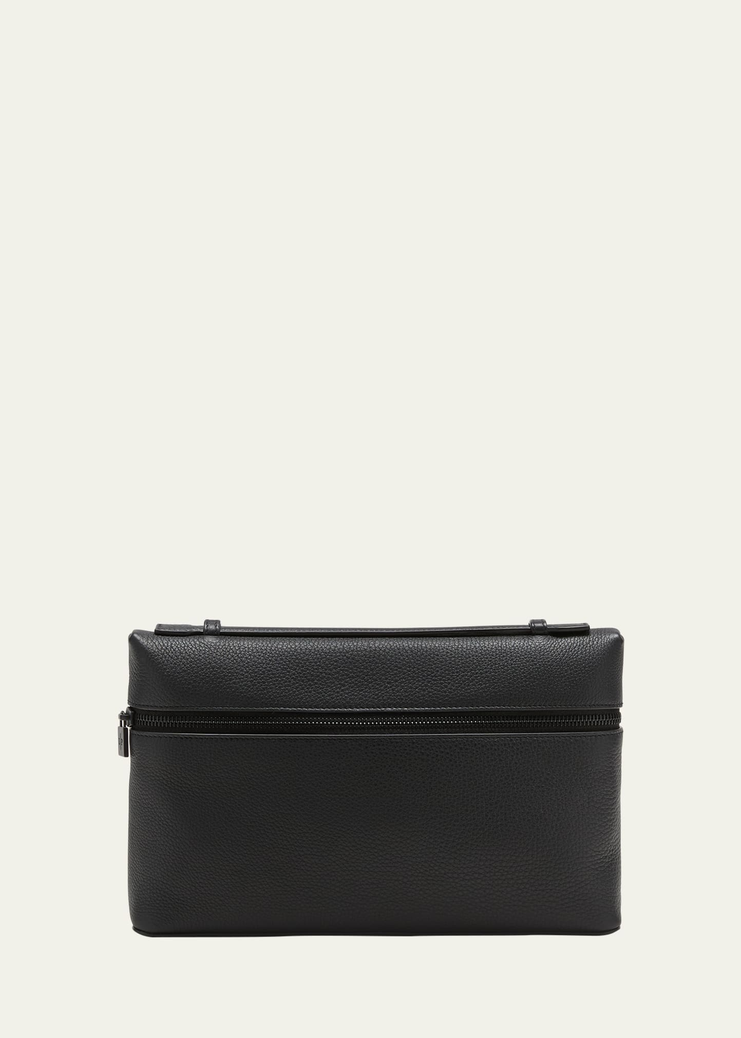 Loro Piana Men's Leather Pouch Bag In Black
