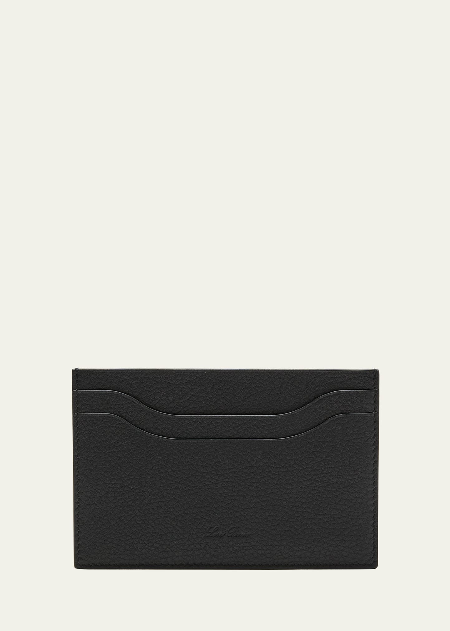 Shop Loro Piana Men's Extra Grained Calfskin Card Holder In Black