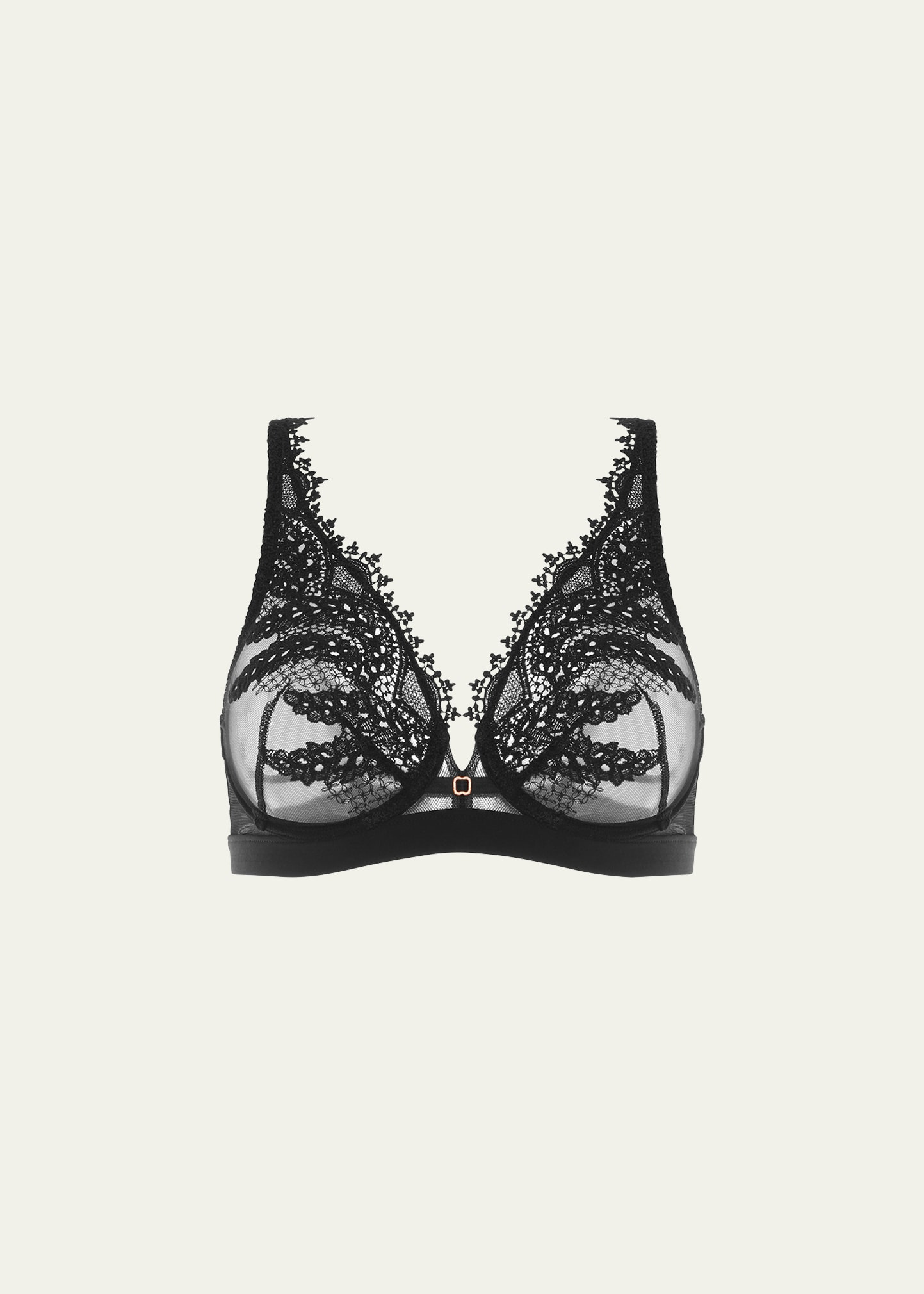 Shop Simone Perele Mystic Embroidered Crepe & Tulle Underwire Bra In Black