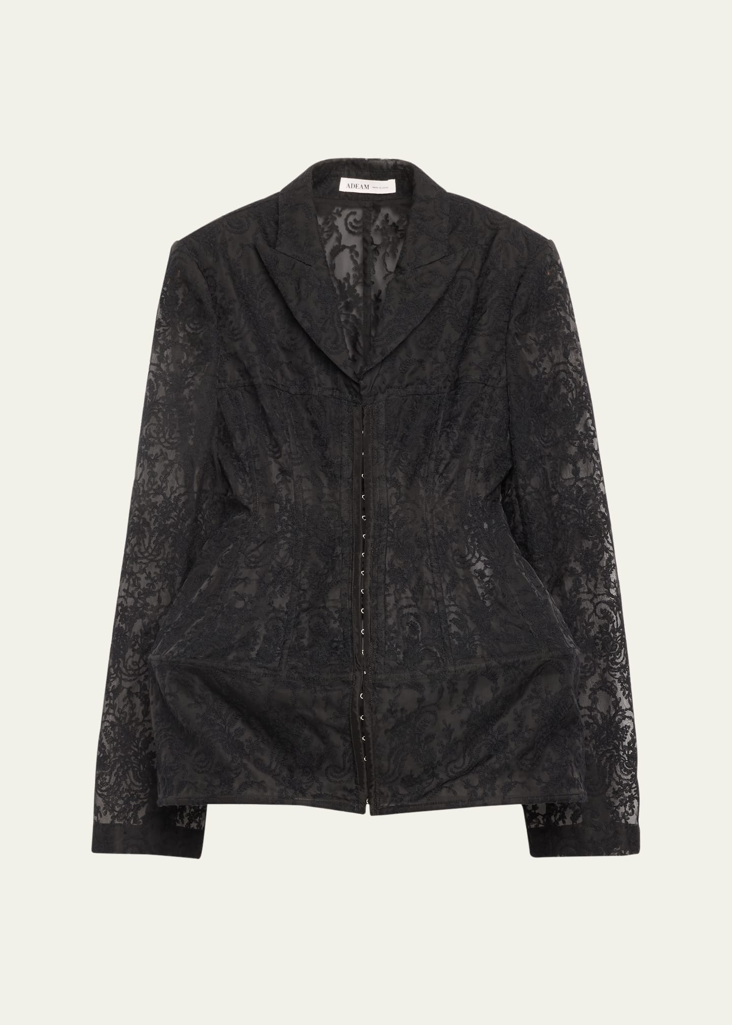 Adeam Floral Semi-sheer Corset Jacket In Black