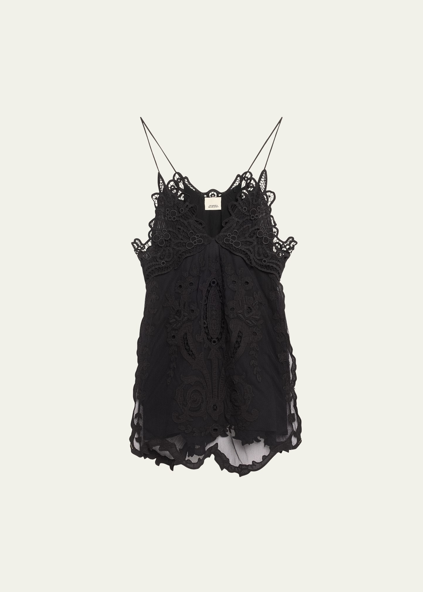 Shop Isabel Marant Virginia Lace Spaghetti Strap Mini Slip Dress In Black