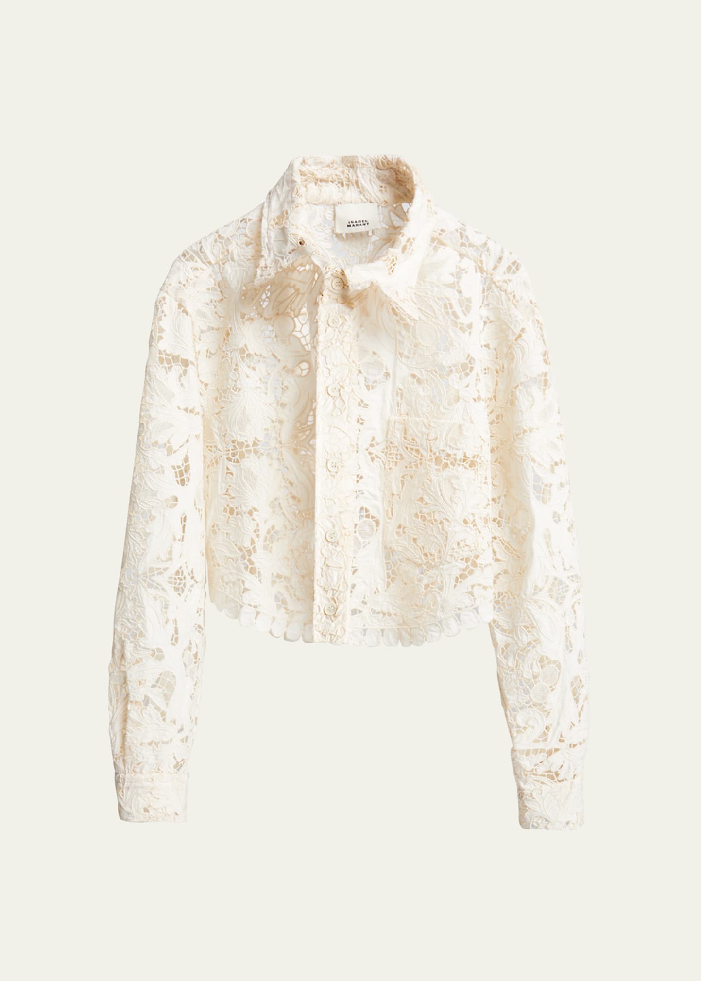 ISABEL MARANT MARGARET LACE BUTTON DOWN CROP TOP