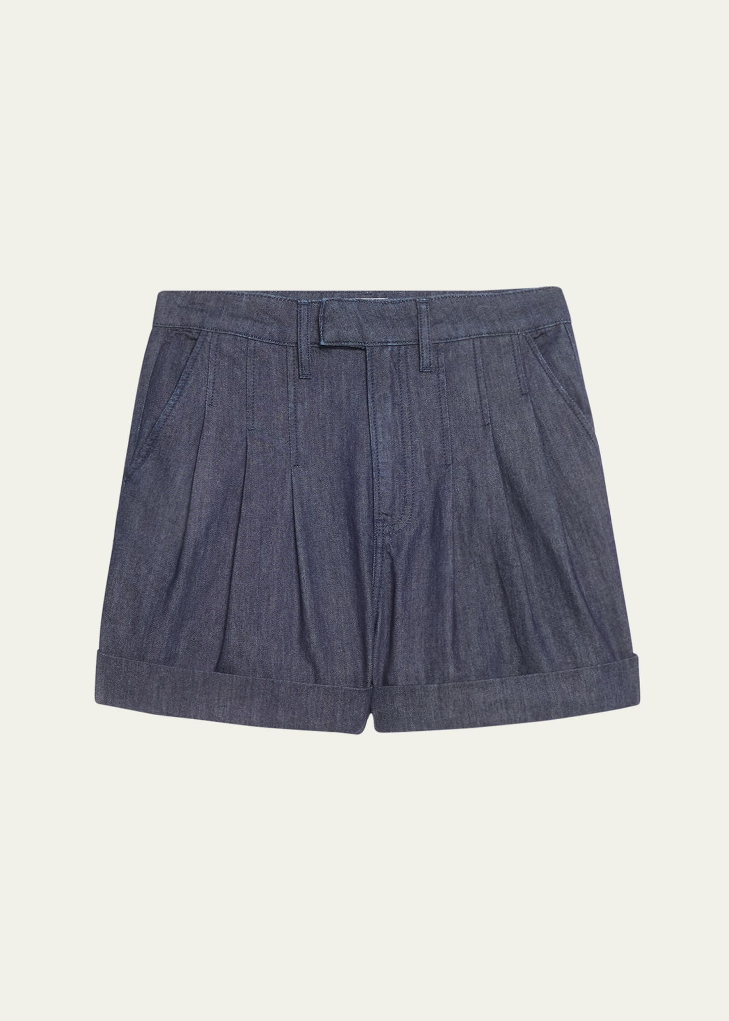Shop Frame Pleated Wide-cuff Shorts In Rinse