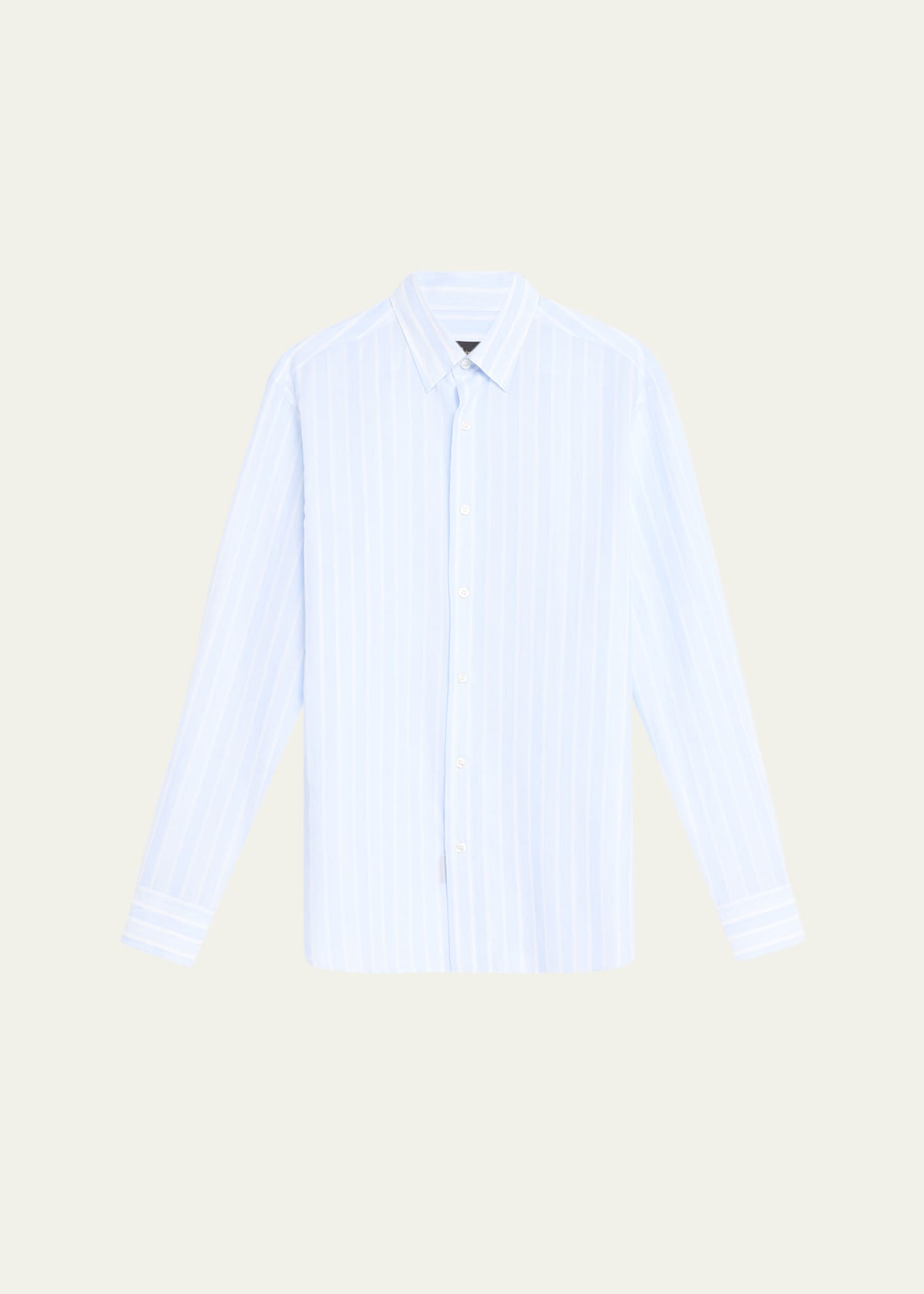Shop Brioni Men's Cotton Stripe Sport Shirt In White/sky