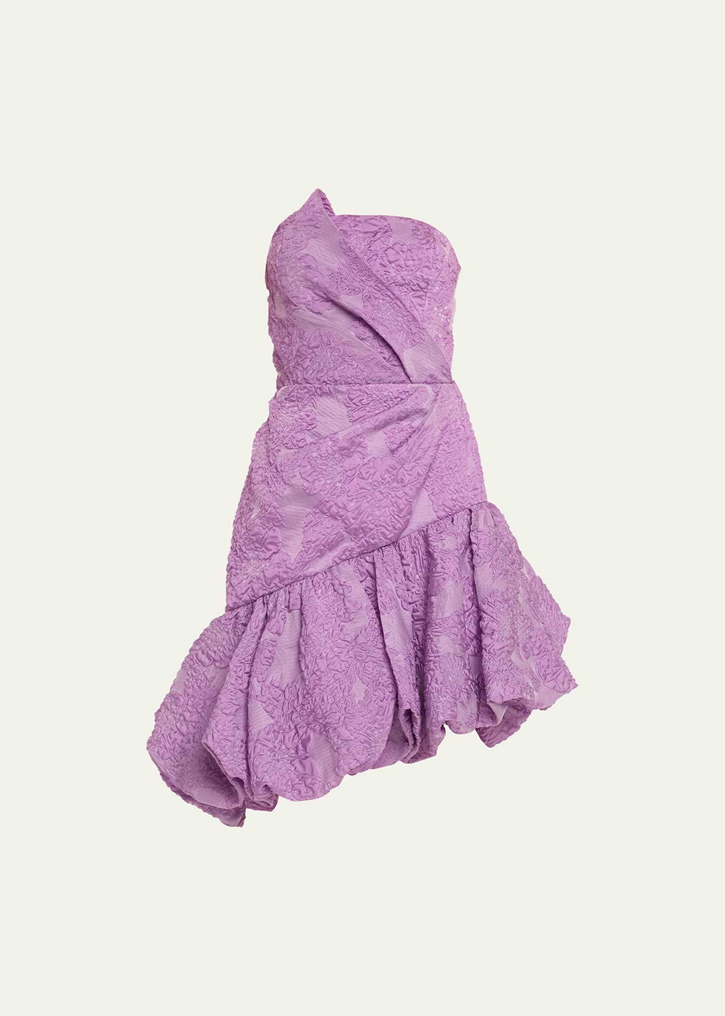 Shop Marchesa Notte Calathea Strapless High-low Bubble Midi Dress In Lavender