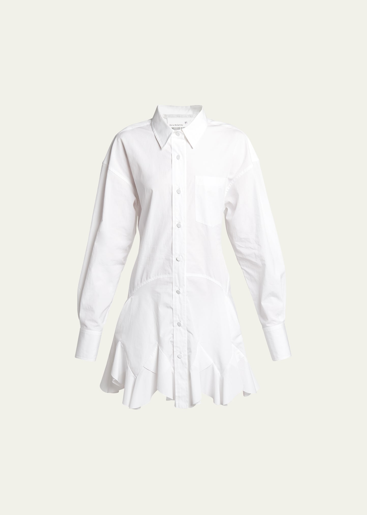 Stella Mccartney Ruffled Button-front Shirtdress In 9000 Pure White