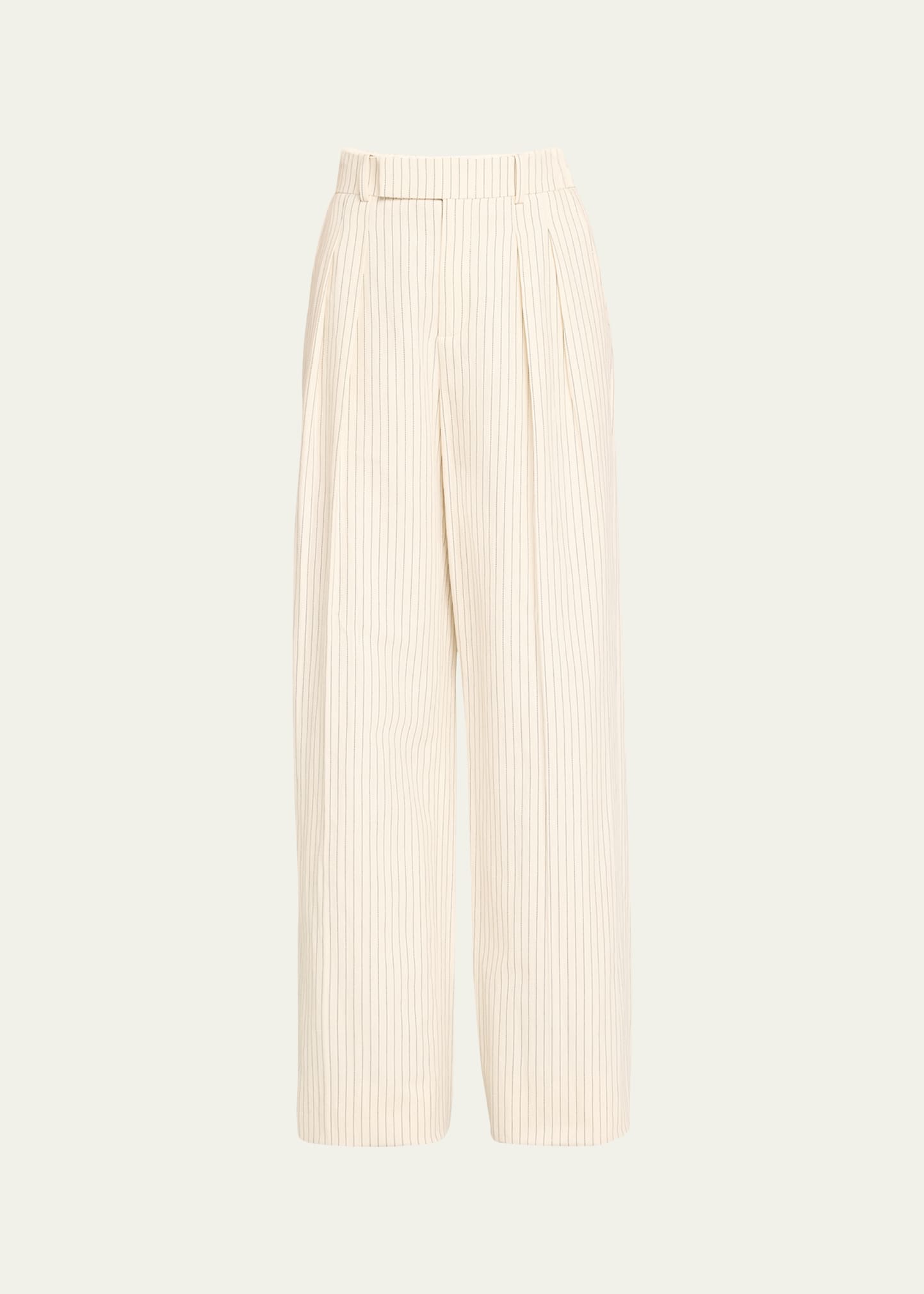 Frame Pleated Mid-rise Trousers In Cream Multi