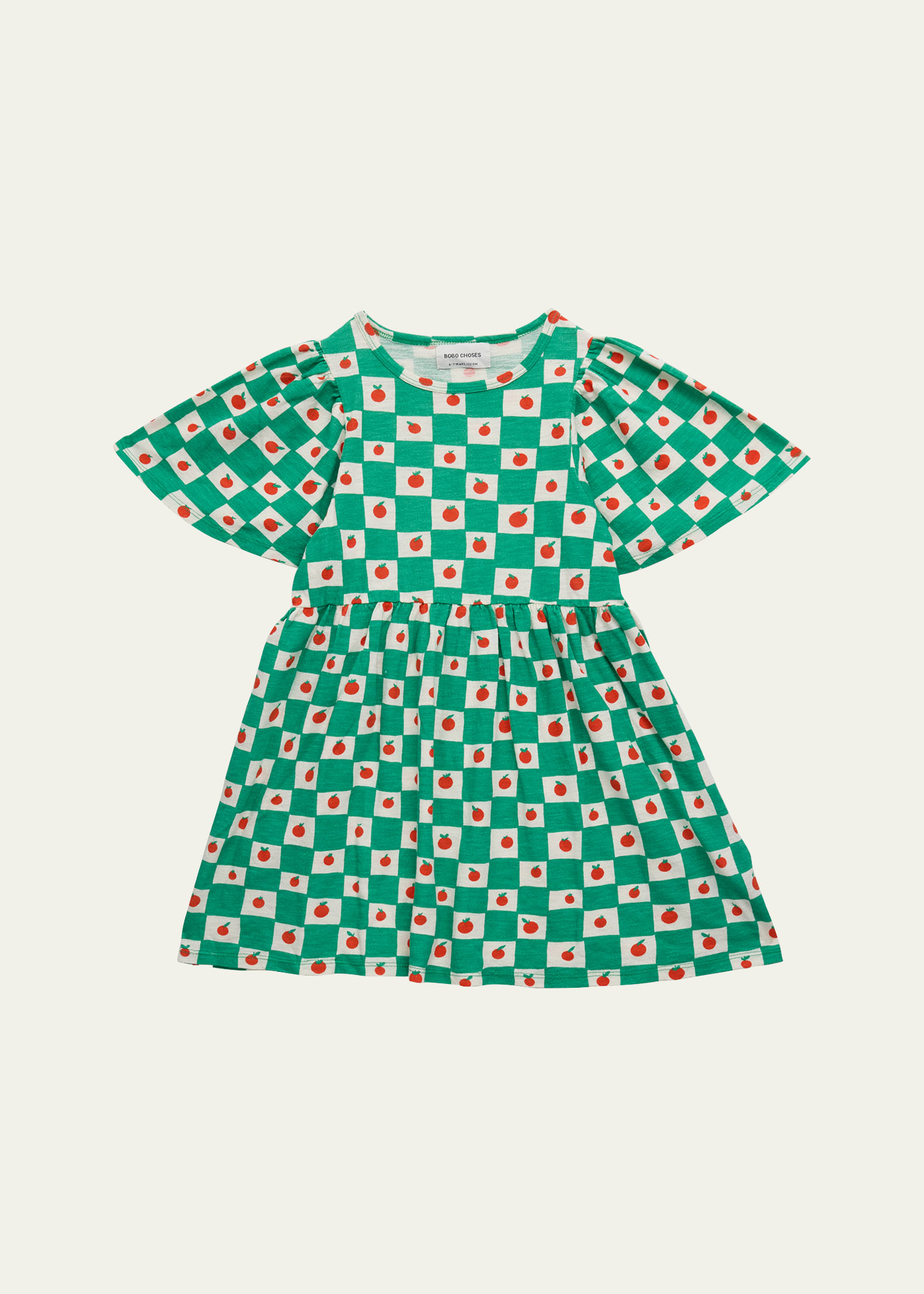 Girl's Tomato-Print Organic Cotton Dress, Size 2-13