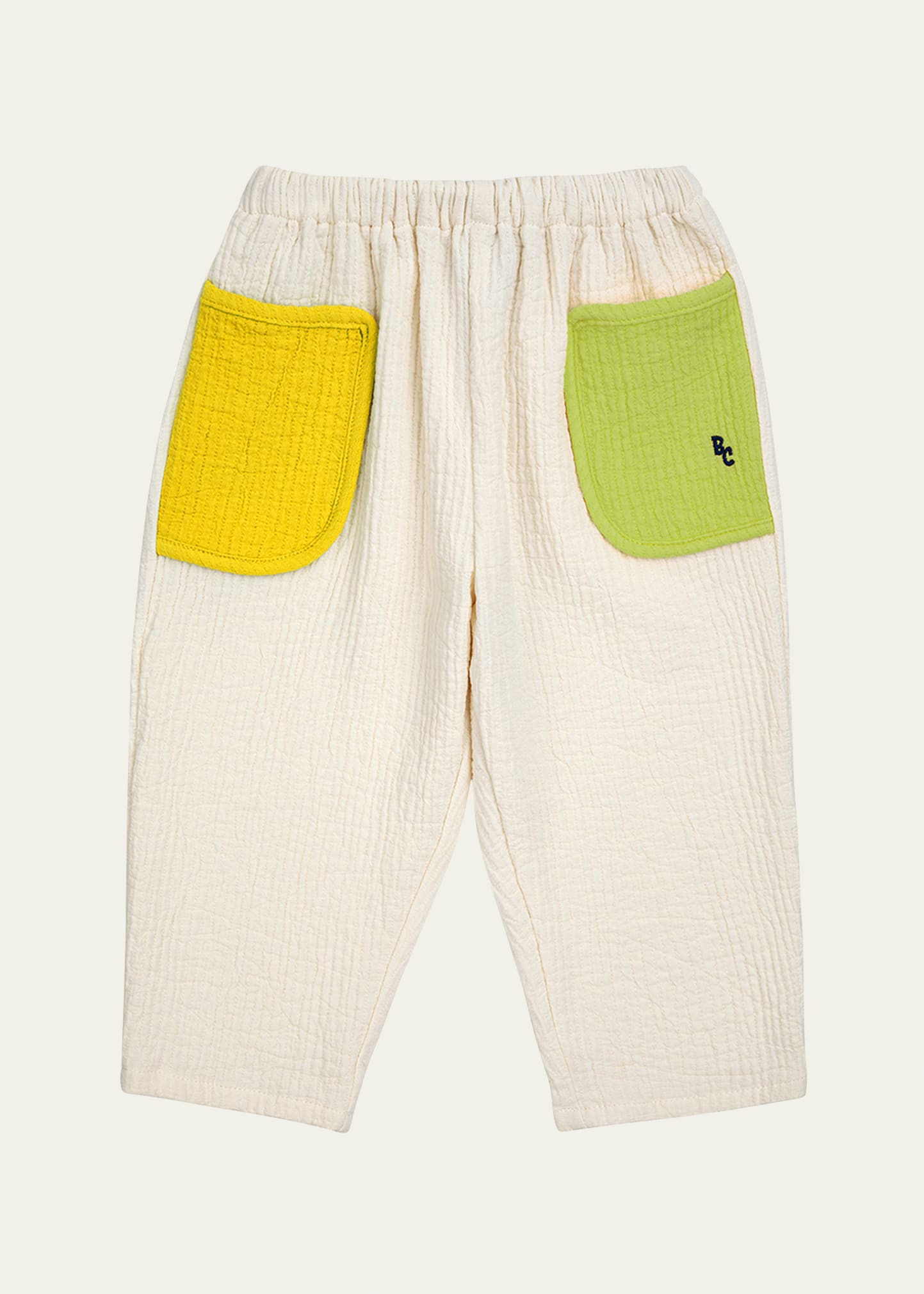 Shop Bobo Choses Kid's Color Block Woven Cotton Pants In Offwhite