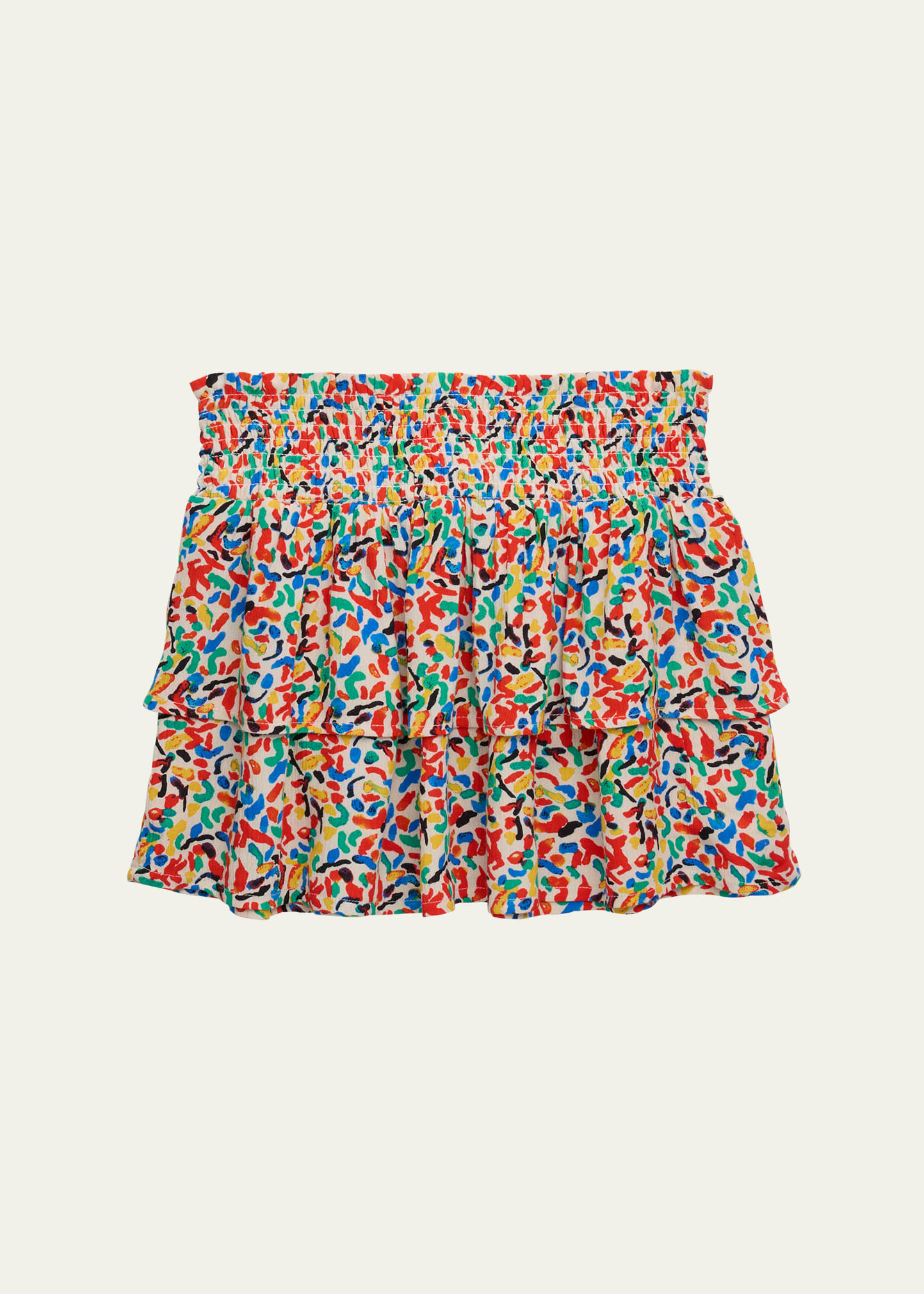 Girl's Confetti Multicolor Tiered Ruffle Mini Skirt, Size 2-13