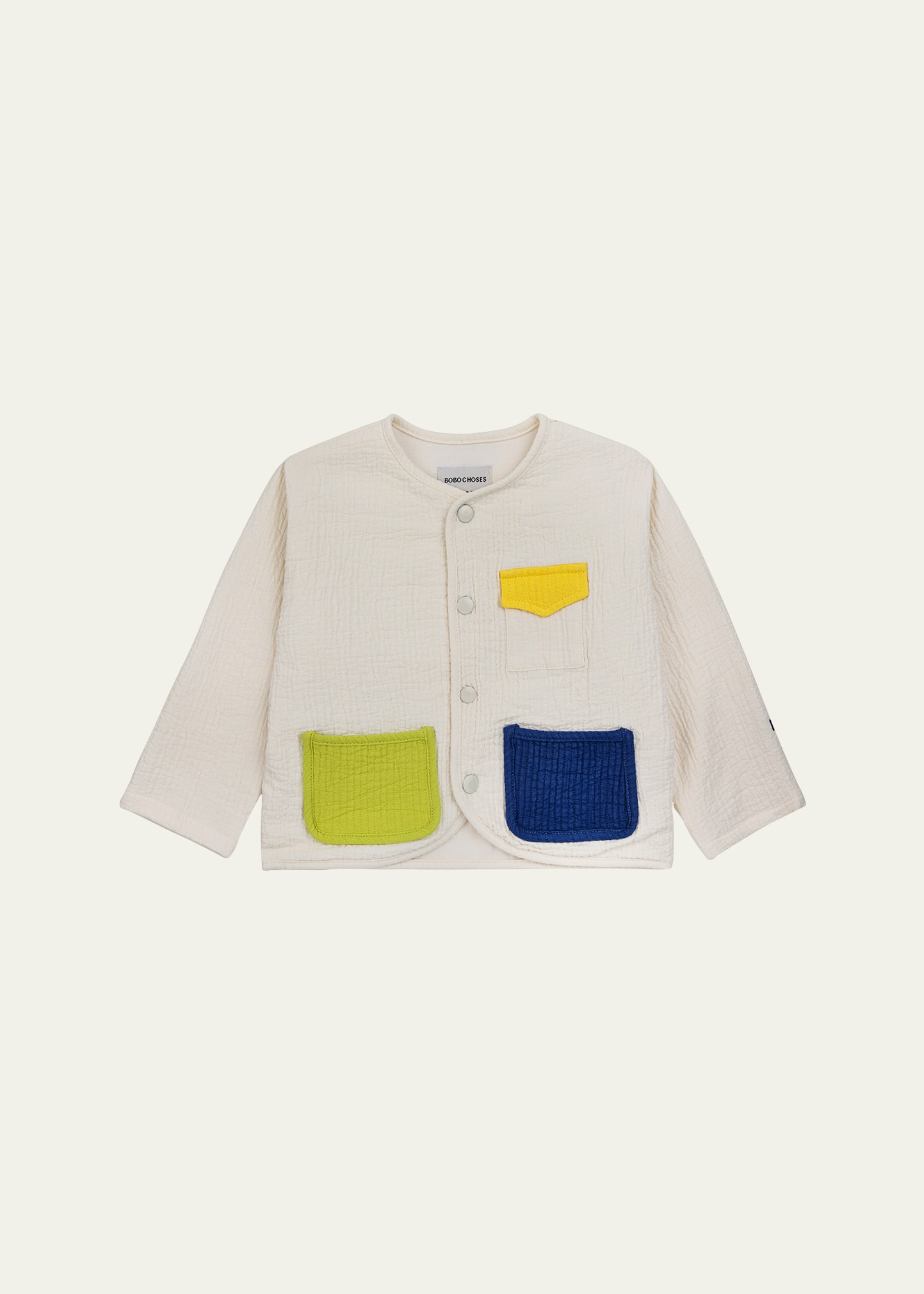 Shop Bobo Choses Kid's Color Block Organic Cotton Jacket In Offwhite