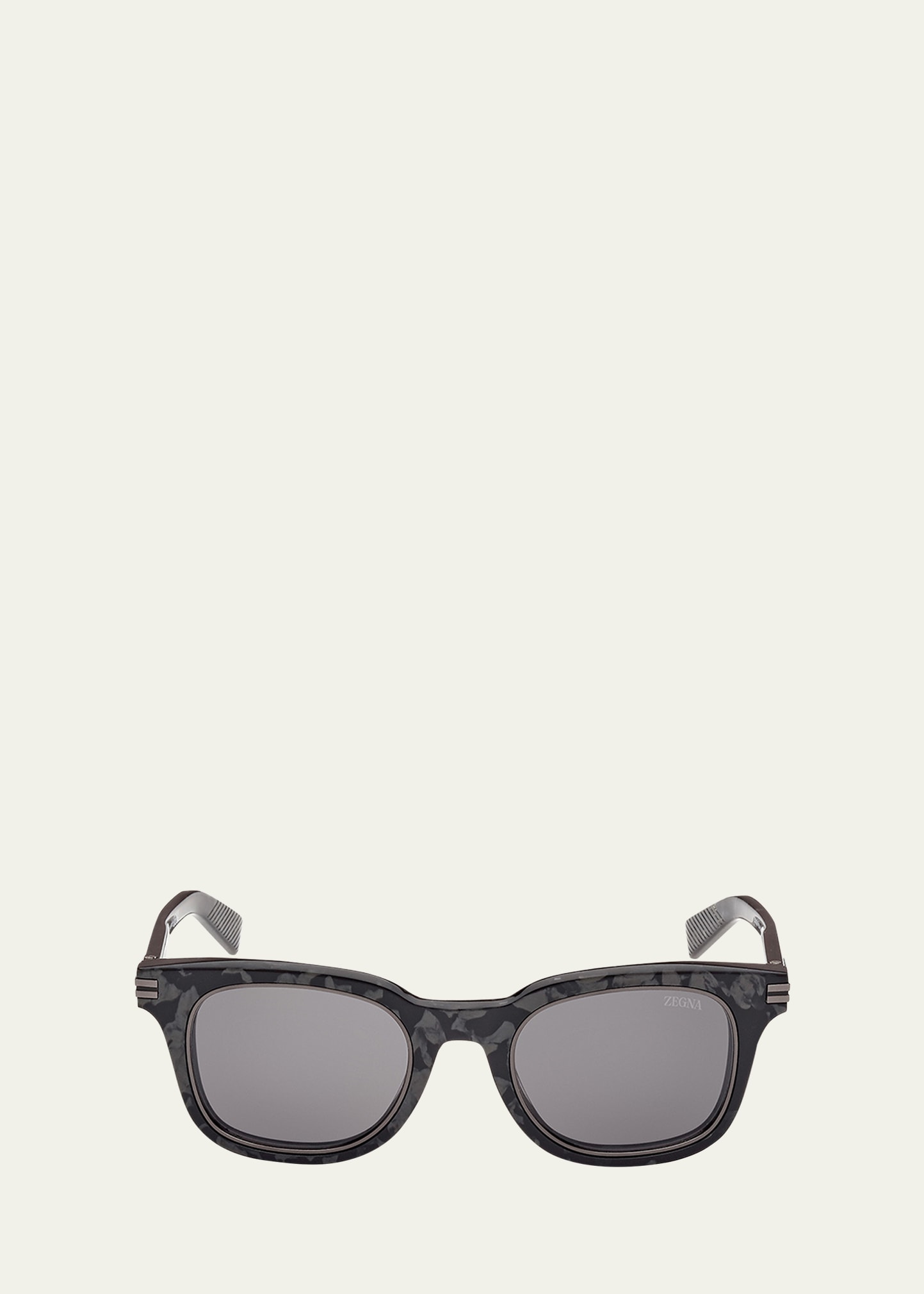 Zegna 50mm Rounfd Sunglasses In Black